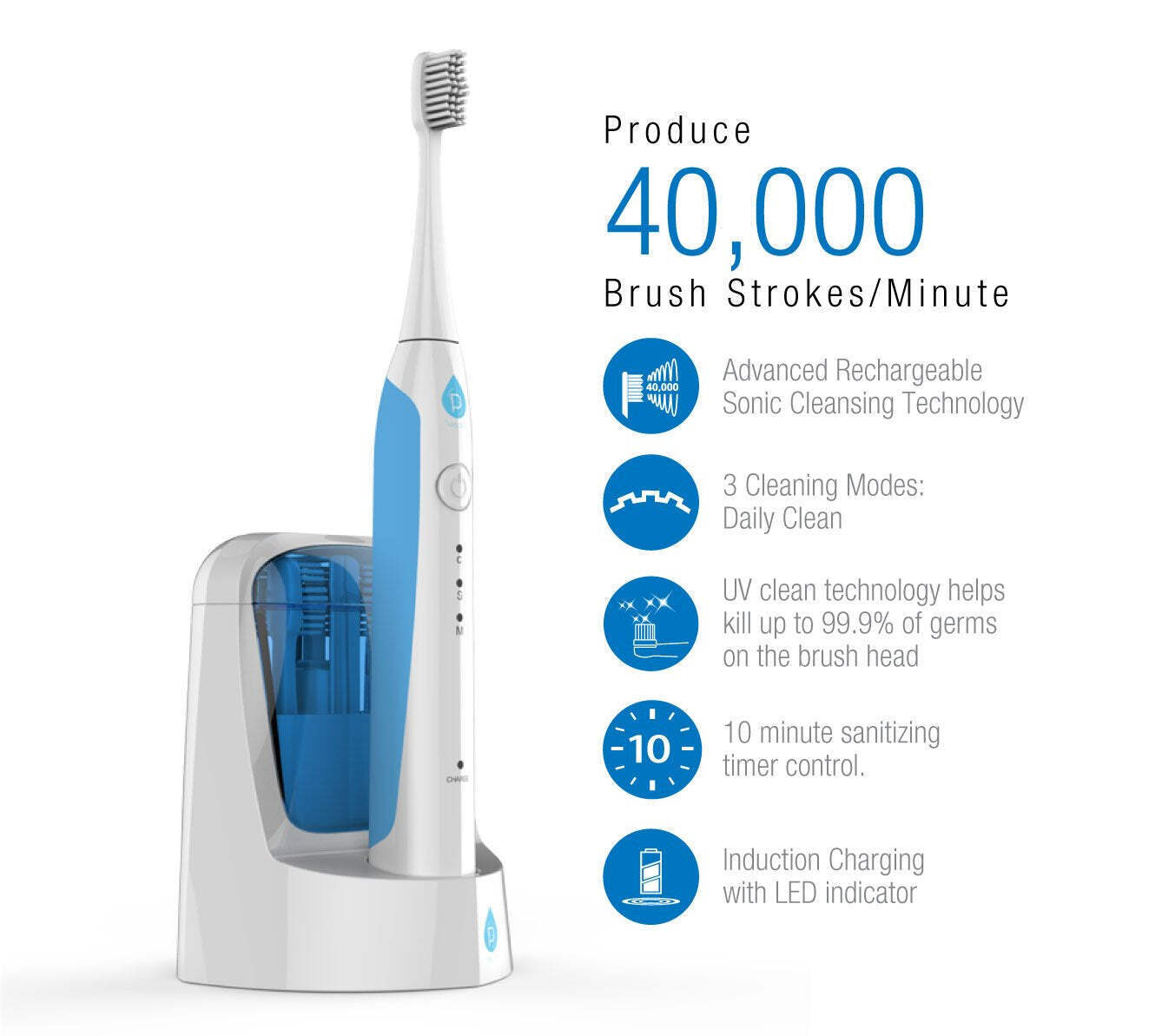 Pursonic S750 Sonic Smart Series Electronic Power Rechargeable Battery Toothbrus