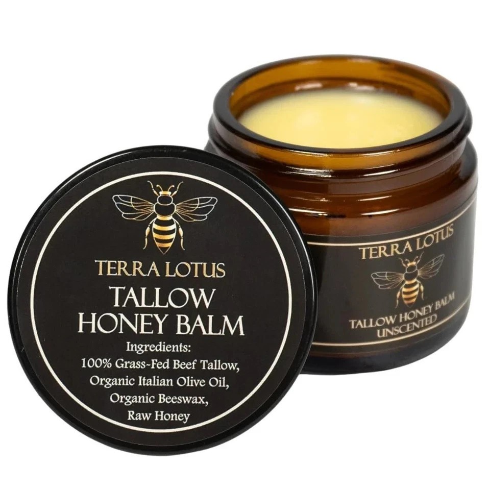 NEW! Terra Lotus ORGANIC Beef Tallow Balm Raw Honey Citrus Moisturizing Cream++