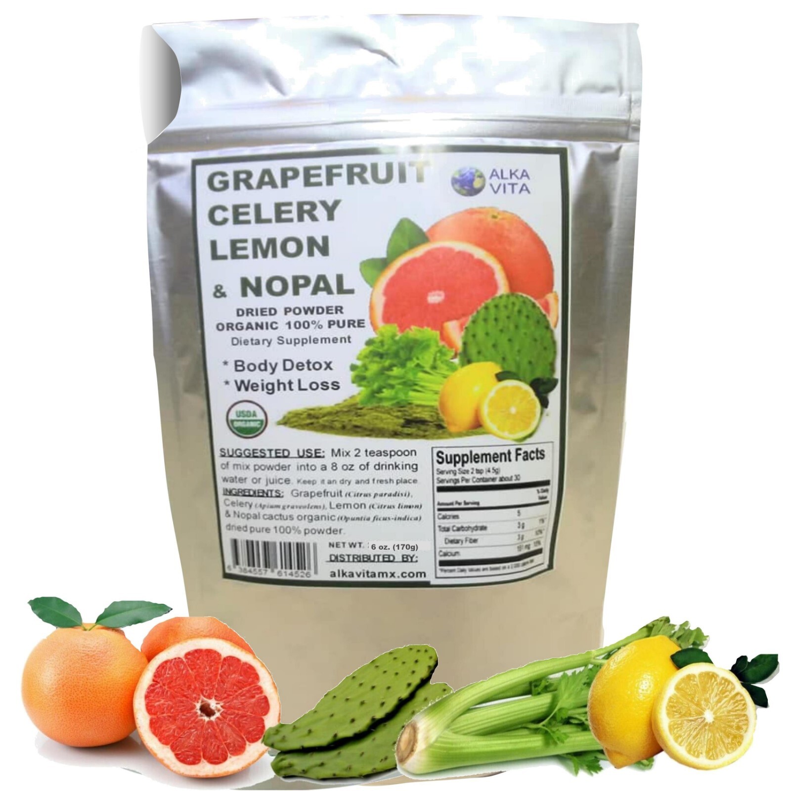 Grapefruit Nopal Celery Lemon Weight Loss Pure Dried Powder Nutri Food ALKAVITA