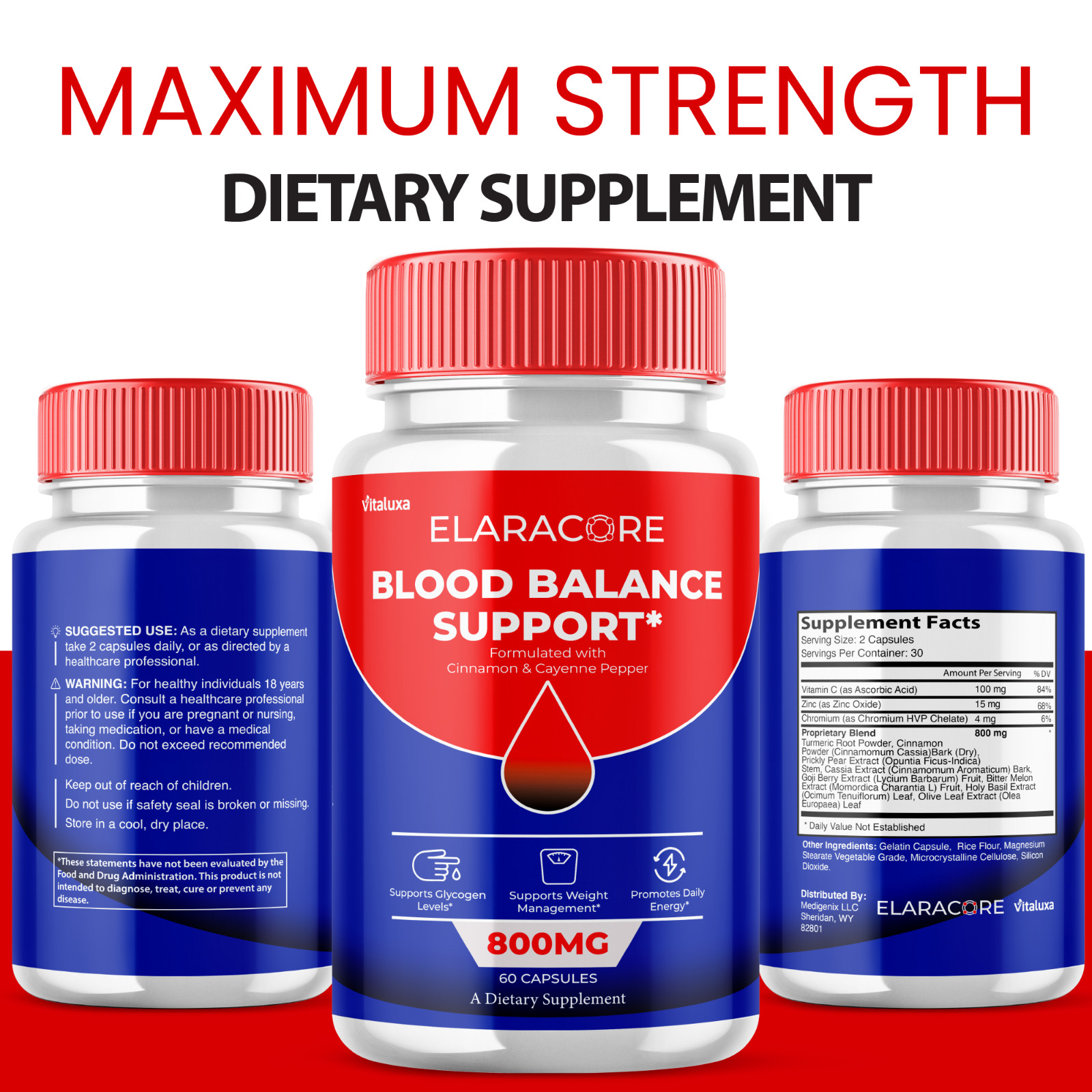 (5 Pack) Elaracore Glycogen Support Pills Formula for Circulation (300 Capsules)