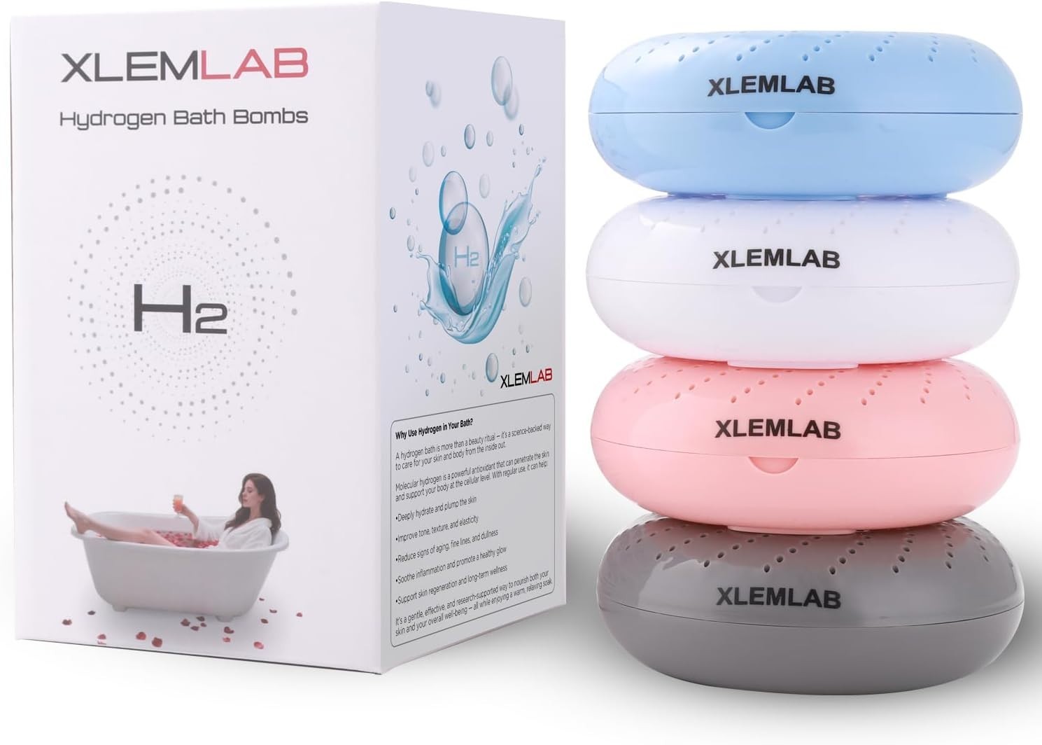 XLEMLAB 14 Days Reuseable Molecular Hydrogen Bath Bombs for Muscle Relief (14C