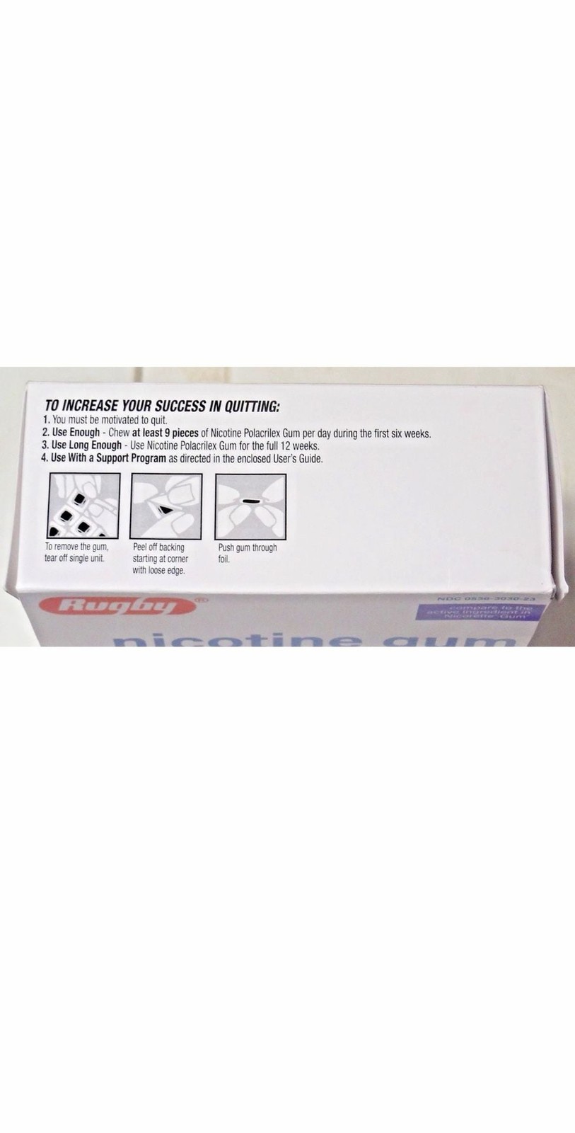 Rugby Nicotine Polacrilex Gum USP 4 mg Original Flavor 110 Pieces