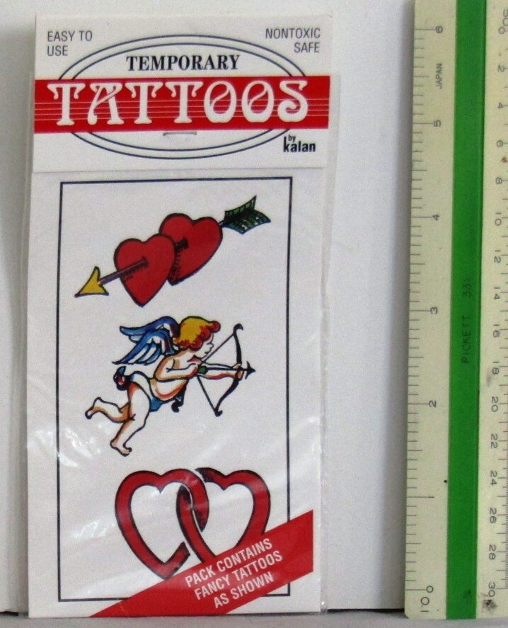 NEW Kalan TEMPORARY TATTOOS Cupid VALENTINE HEARTS Made in ENGLAND
