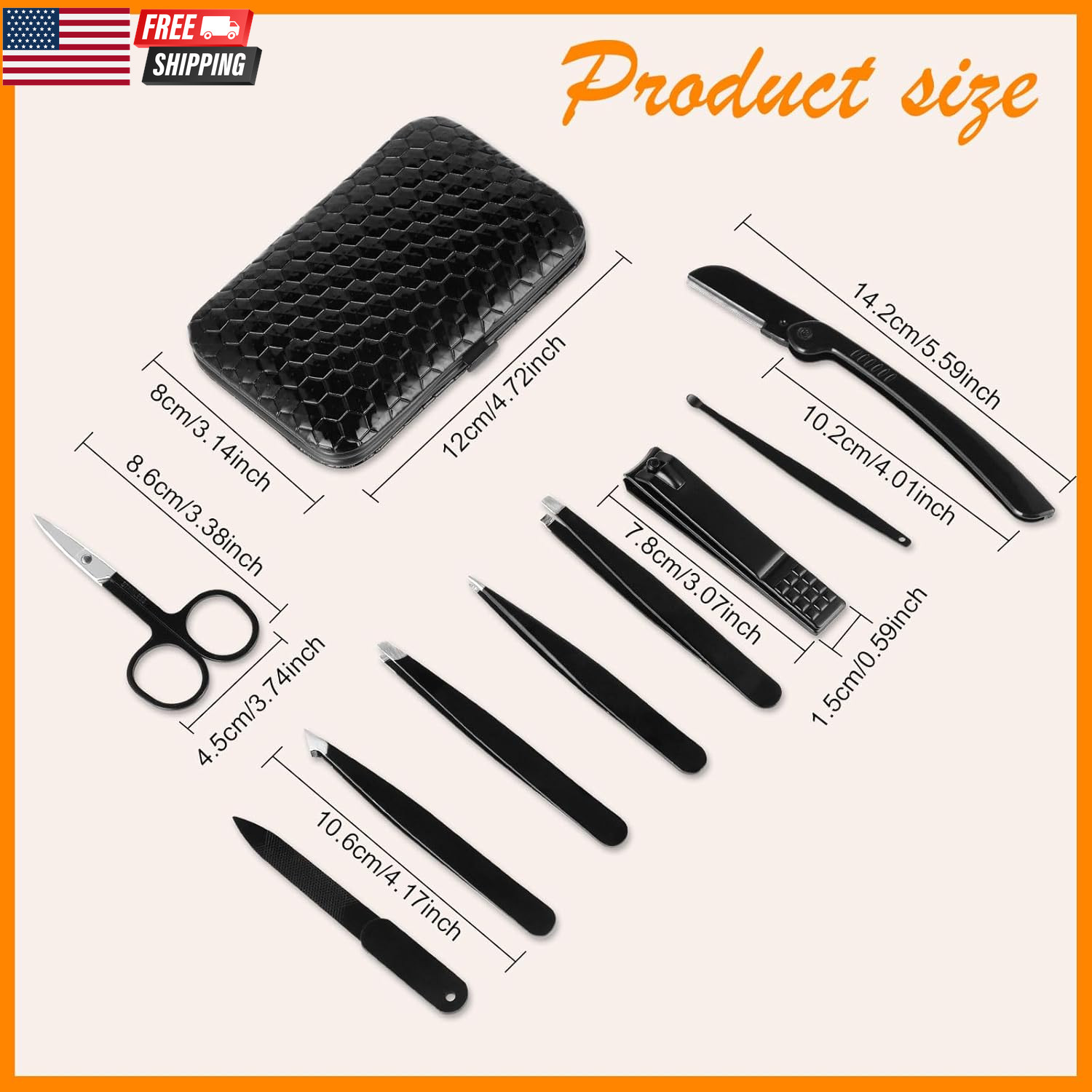 Tweezers Set,9 Pcs Professional Stainless Steel Tweezer Kit-Great Precision Eyeb