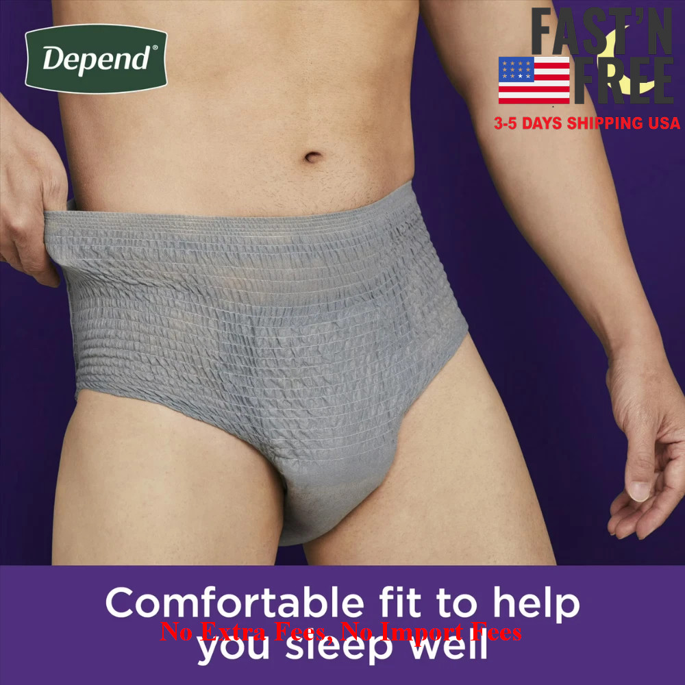 Depend Night Defense Men Incontinence Underwear, Adult Diapers, S/M, 64 Count