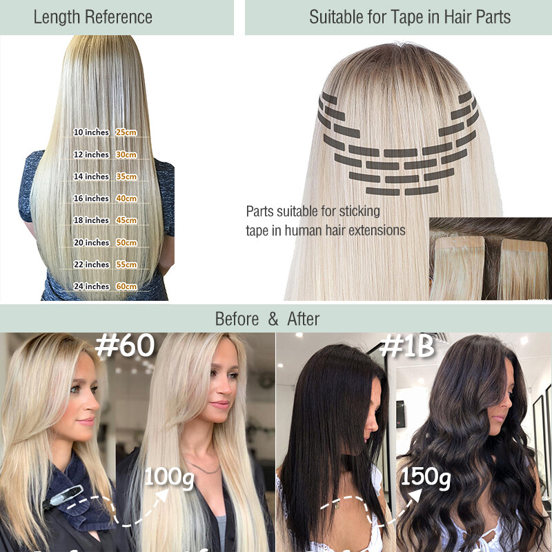 CLEARANCE Tape In Real Remy Human Hair Extension Highlight Skin Weft Thick 40PCS