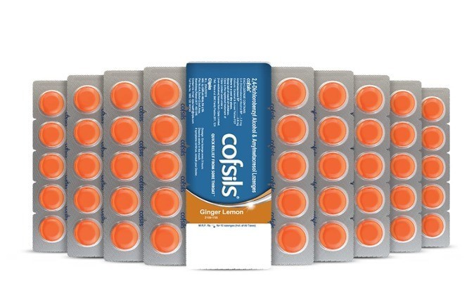 COFSILS 100 Lozenges ginger lemon flavour Quick Relief from Sore Throat (10×10)