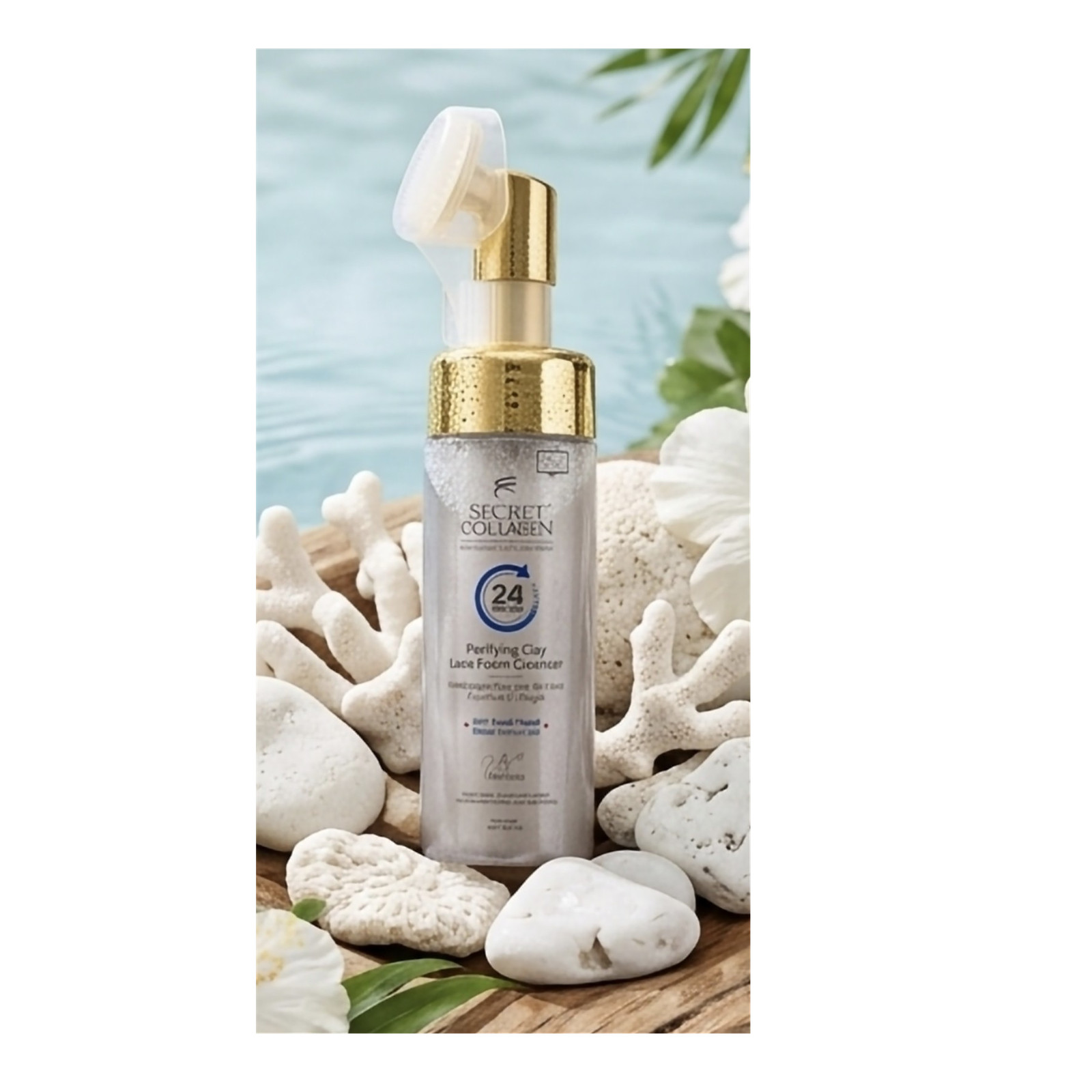 Secret Collagen Purifying Clay Face Foam Cleanser, Foam Formulation, 24M PAO