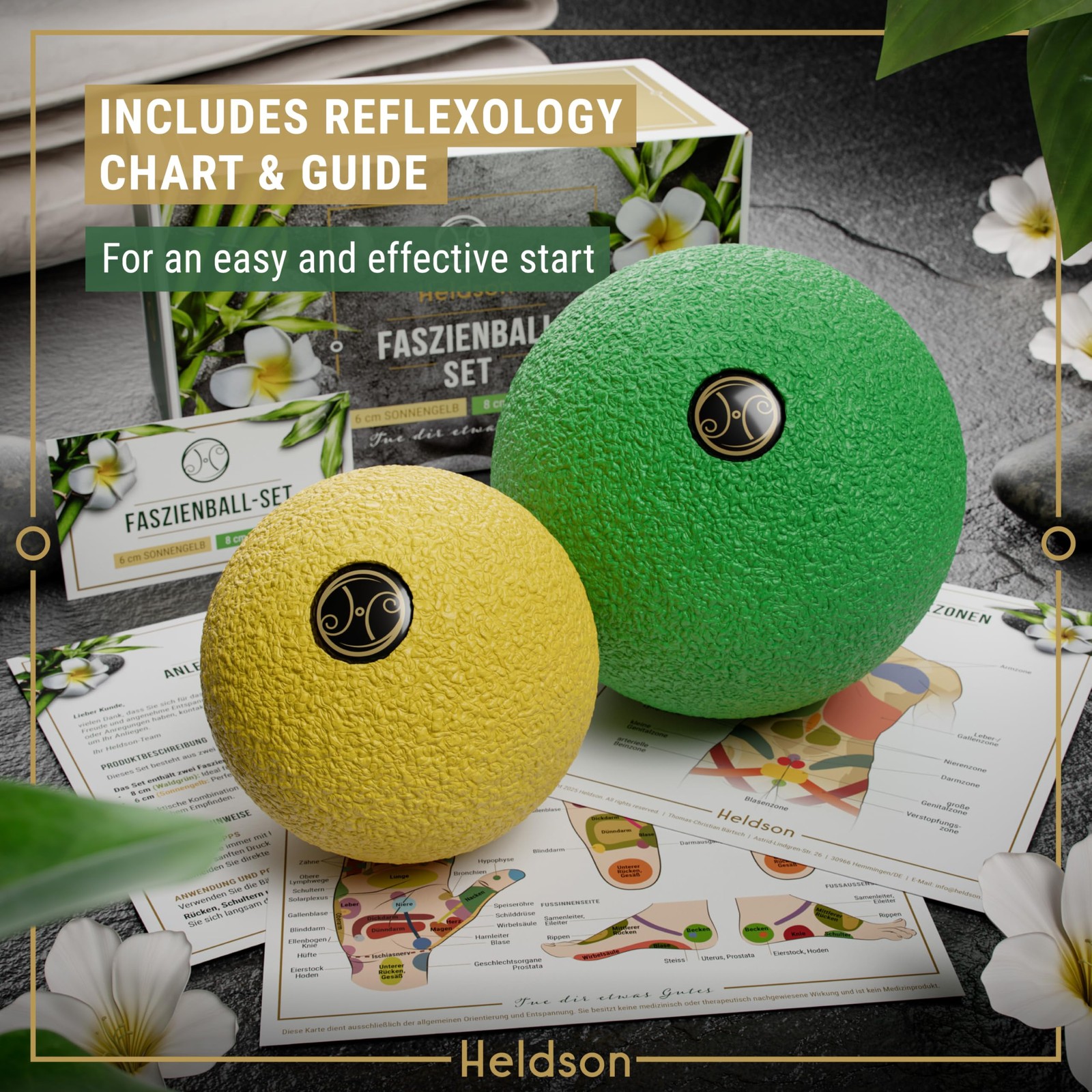 HELDSON® EPP Fascia Massage Balls Set [6cm & 8cm] – Trigger Yellow & Green