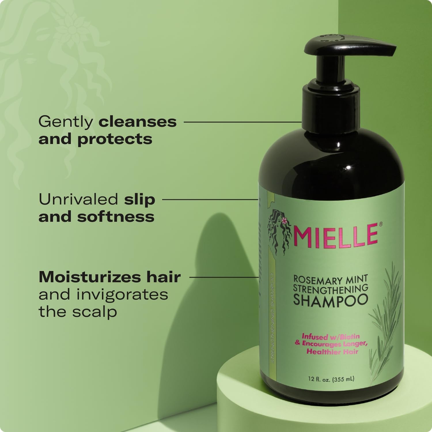 “Mielle Organics Rosemary Mint Hair Strengthening Biotin Shampoo (12 oz)