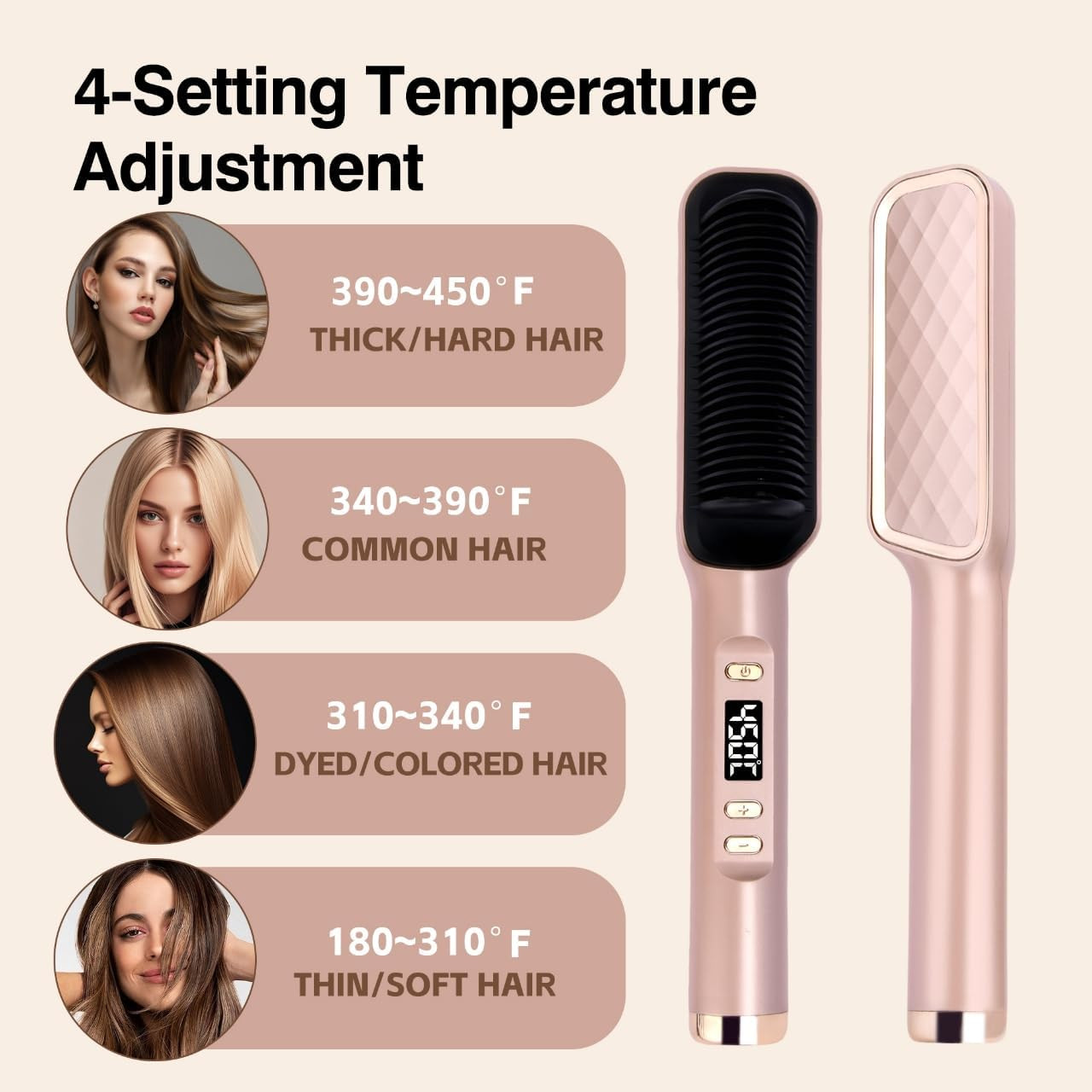 Hair Straightener Brush, Ring Sleek Sweep Ionic Hair Straightener Comb Straighte