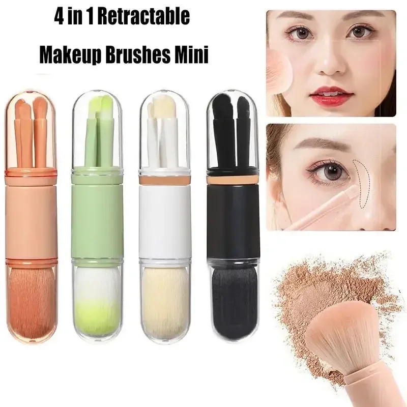 4Pcs/Set 4 in 1 Telescopic Makeup Brush Portable Travel Makeup Brushes Set Eyesh