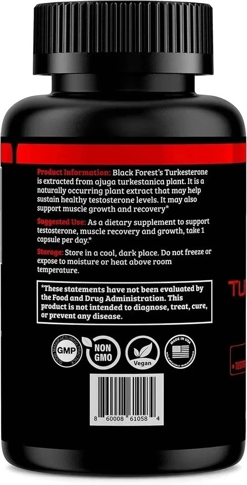 Black Forest Turkesterone Supplement 500mg for Strength & Muscle Growth .
