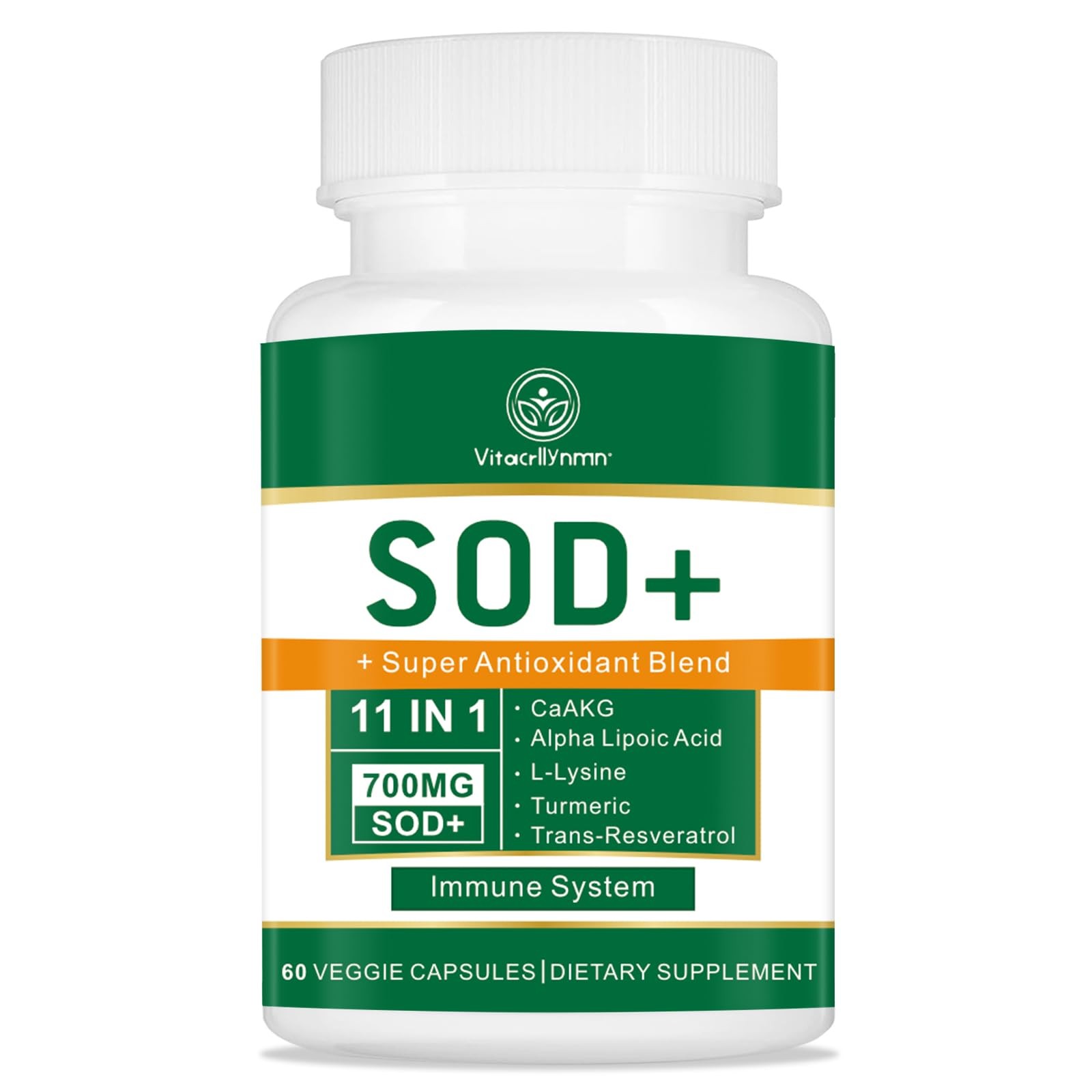 VITACRLLYNMN 700MG Sod Superoxide Dismutase Supplement – 1 Count (Pack of 60)