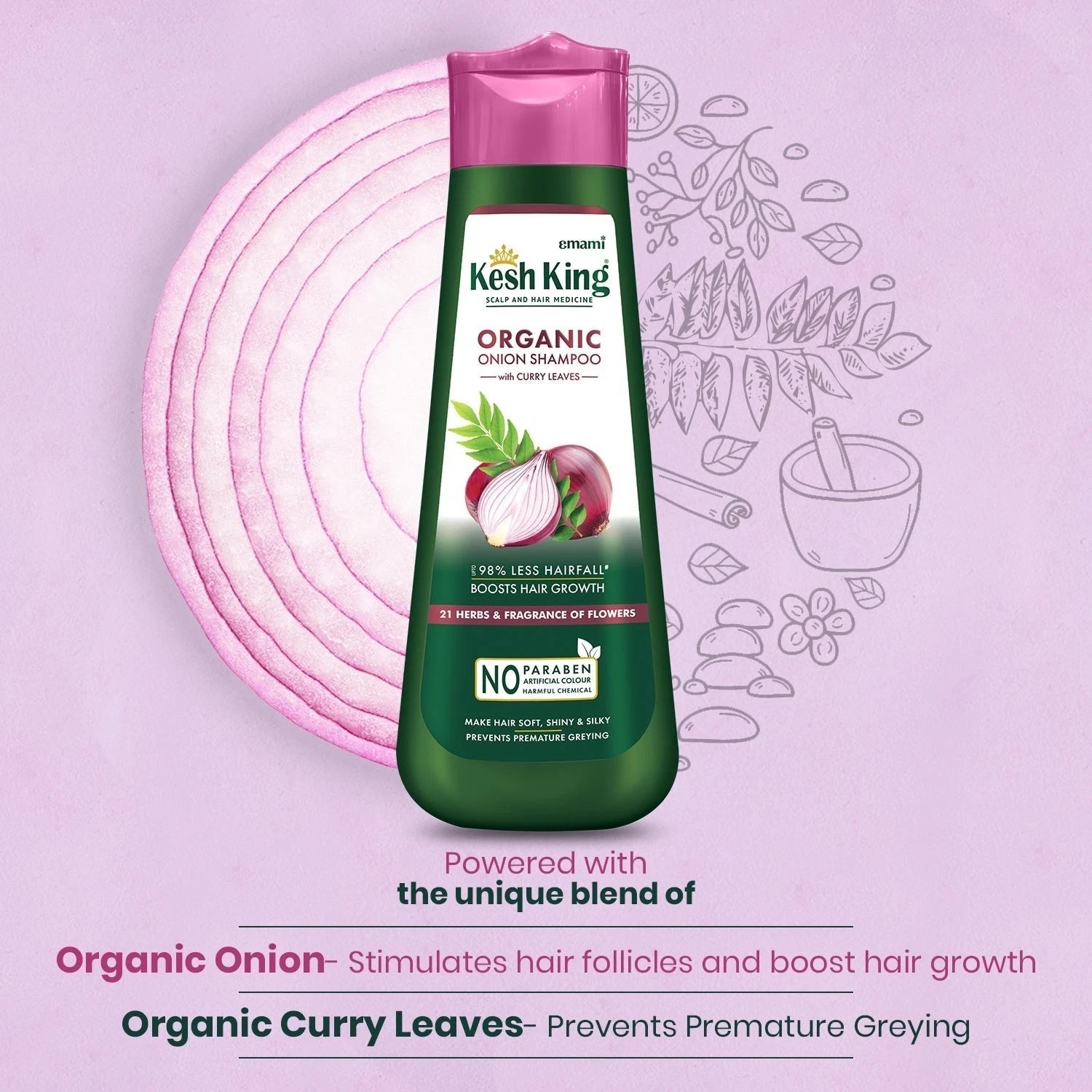 Kesh King Organic Onion Shampoo With Curry Leaves – 300ml00ml