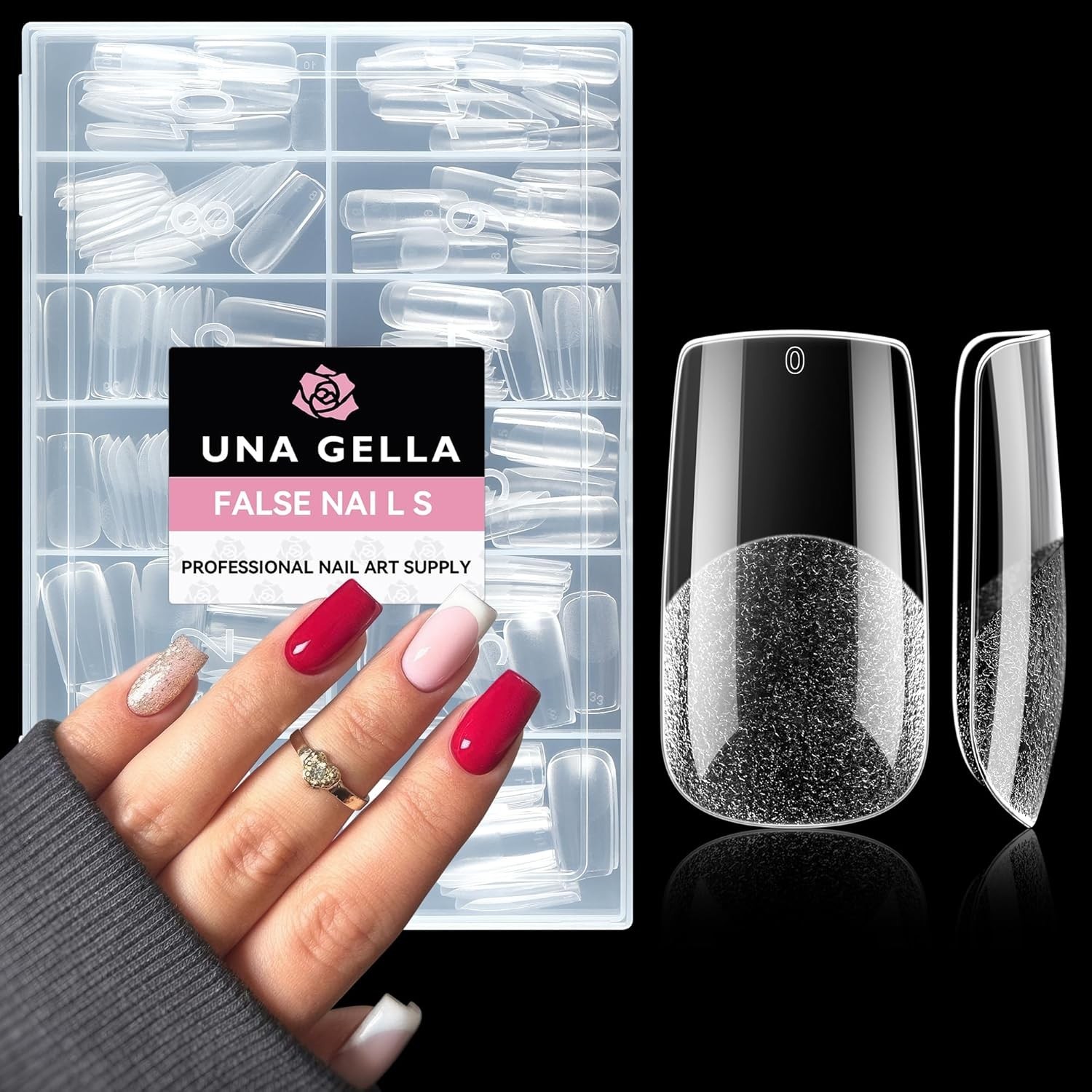 Versatile Square Nail Tips 216 Pieces Clear Press On for Acrylic and Gel Use
