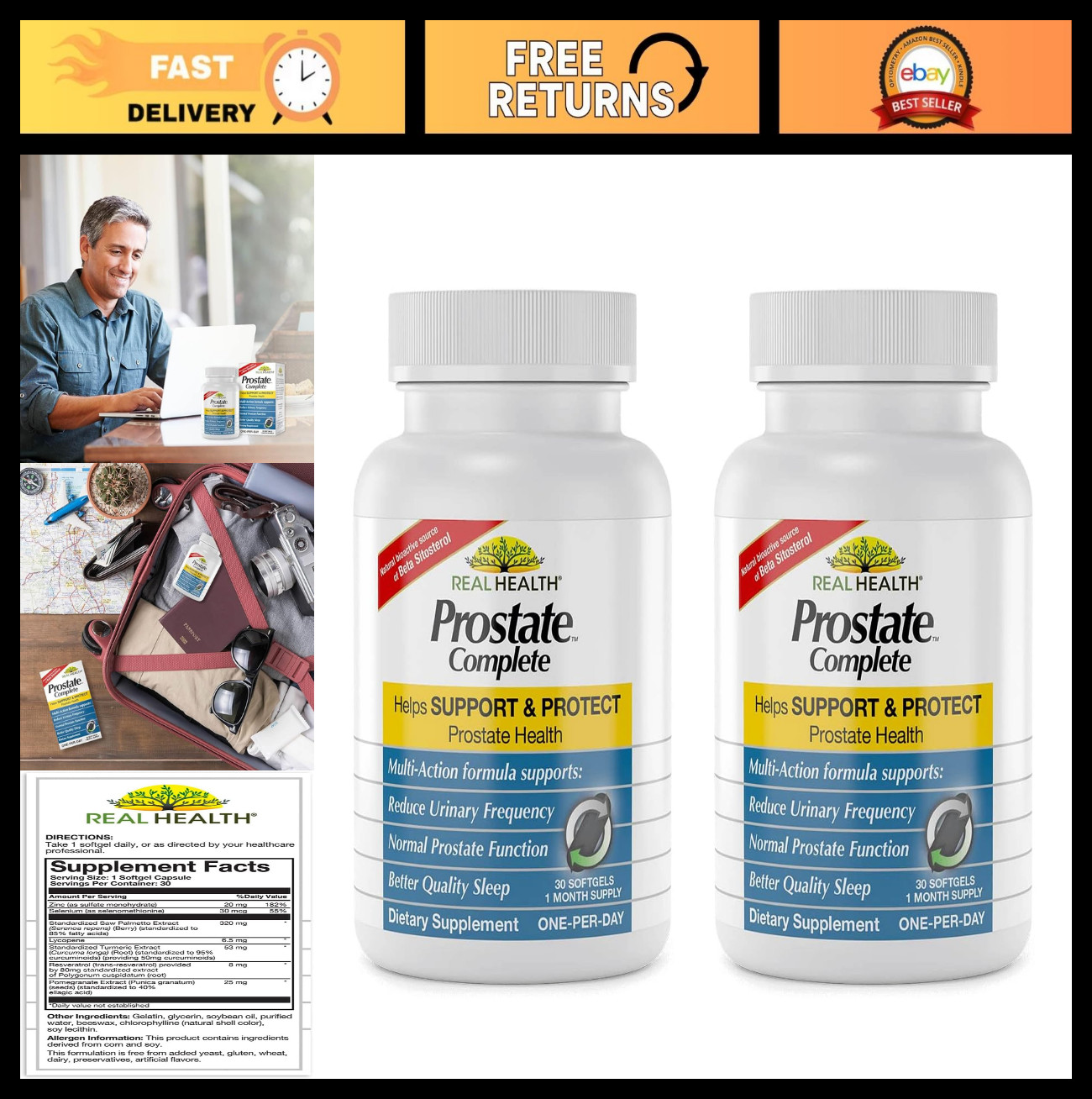 Prostate Health Supplements for Men – Saw Palmetto, Lycopene, Resveratrol, 60 Co