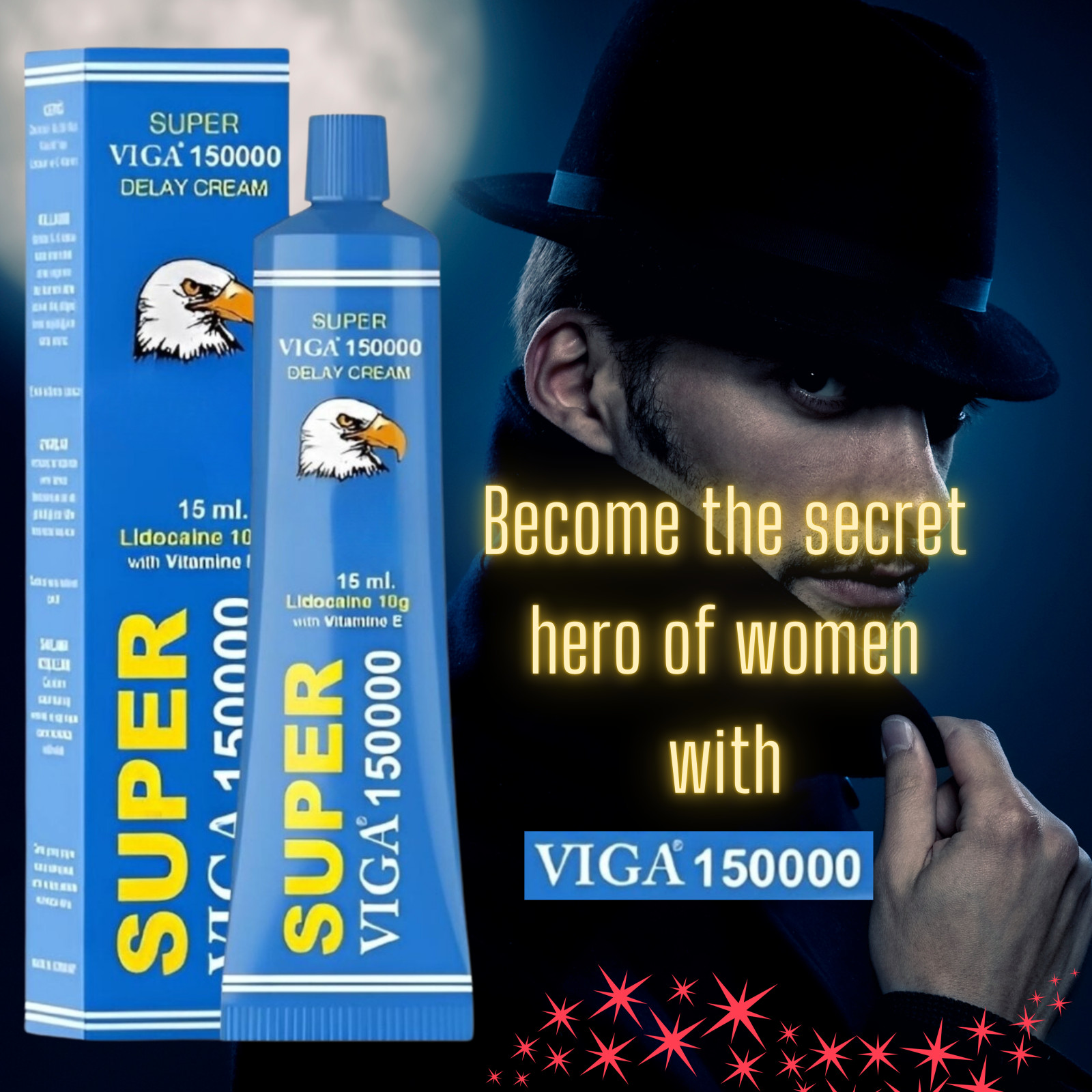 Viga 150000 for Men Long-Lasting Delay Cream 100% Natural Pack of 2