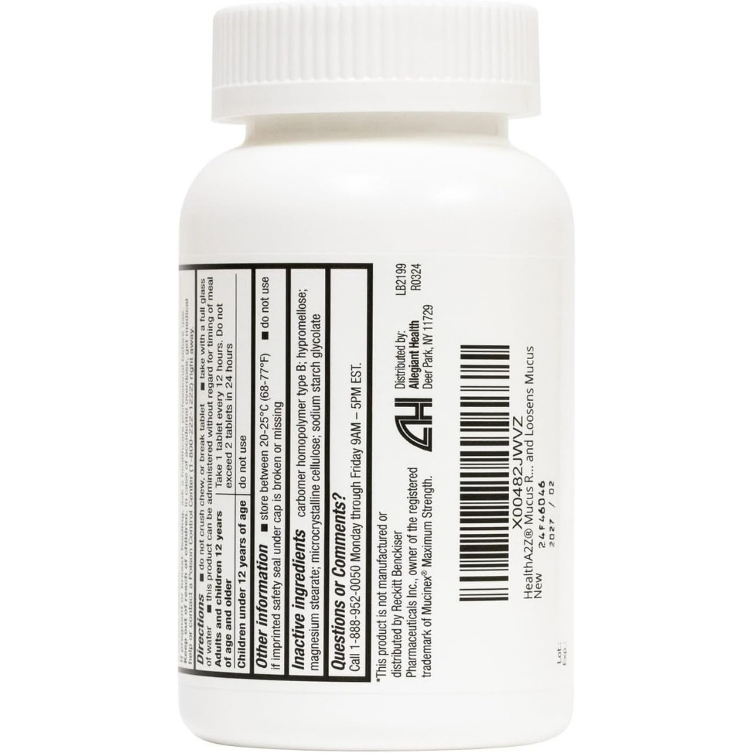 Mucus Relief | Guaifenesin 1200 Mg | NO Benzene |100 Tablets | Maximum Strengt