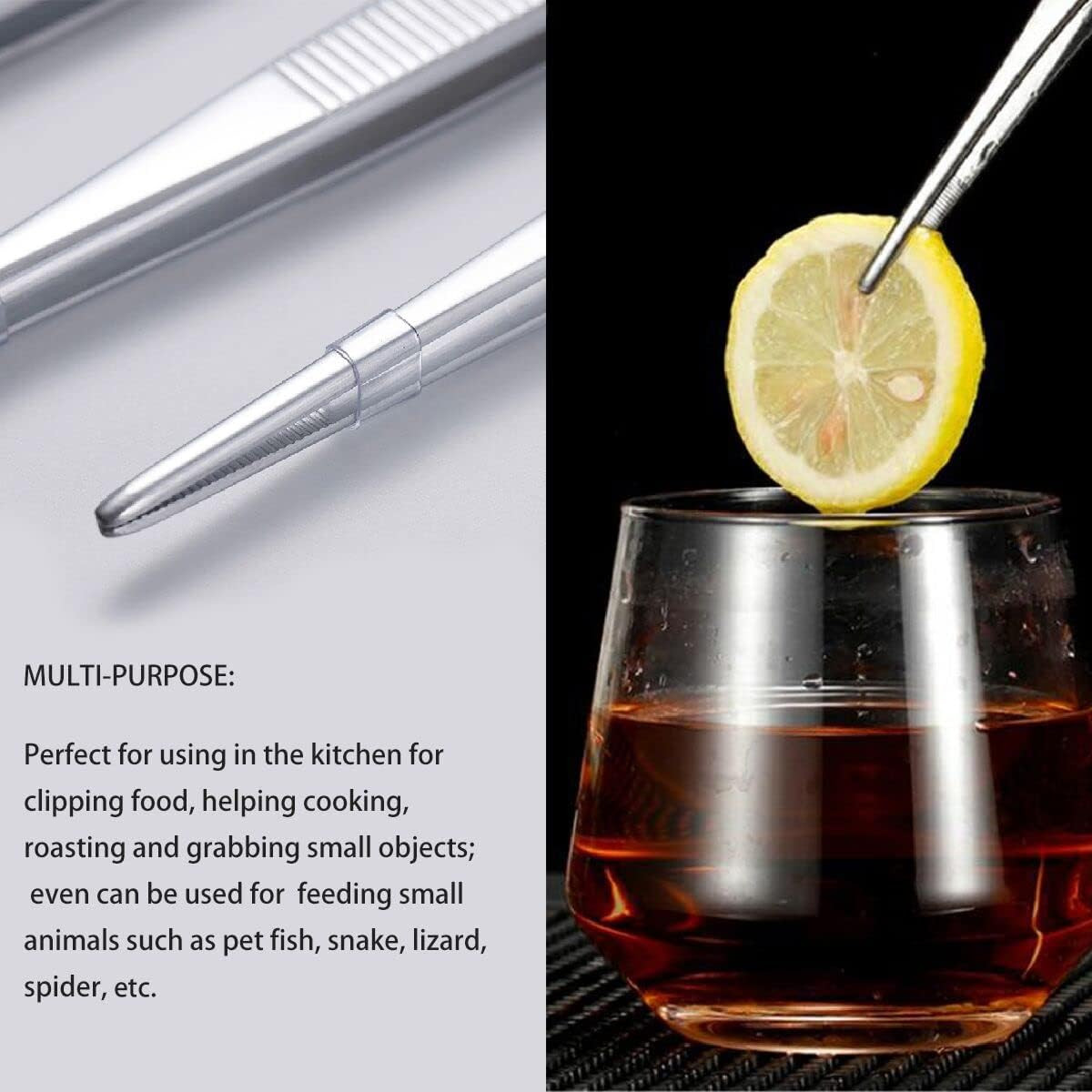 Kitchen Long Tweezers Set, LEEFONE 2 PCS 12 Inch Stainless Steel Food Tweezers w