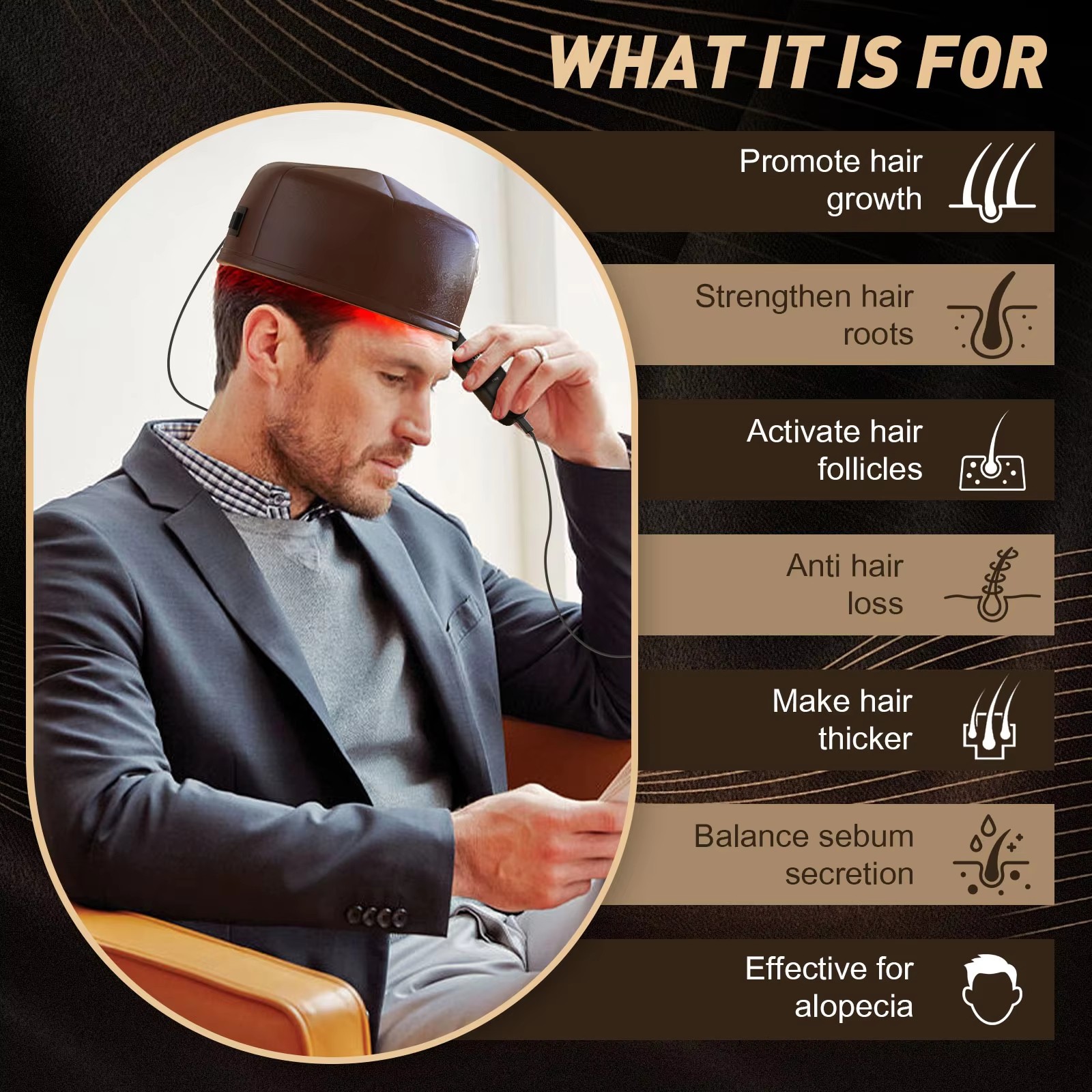 660Nm Red Light Therapy Cap Laser Hair Growth Hat Loss Alopecia Treatment HOME