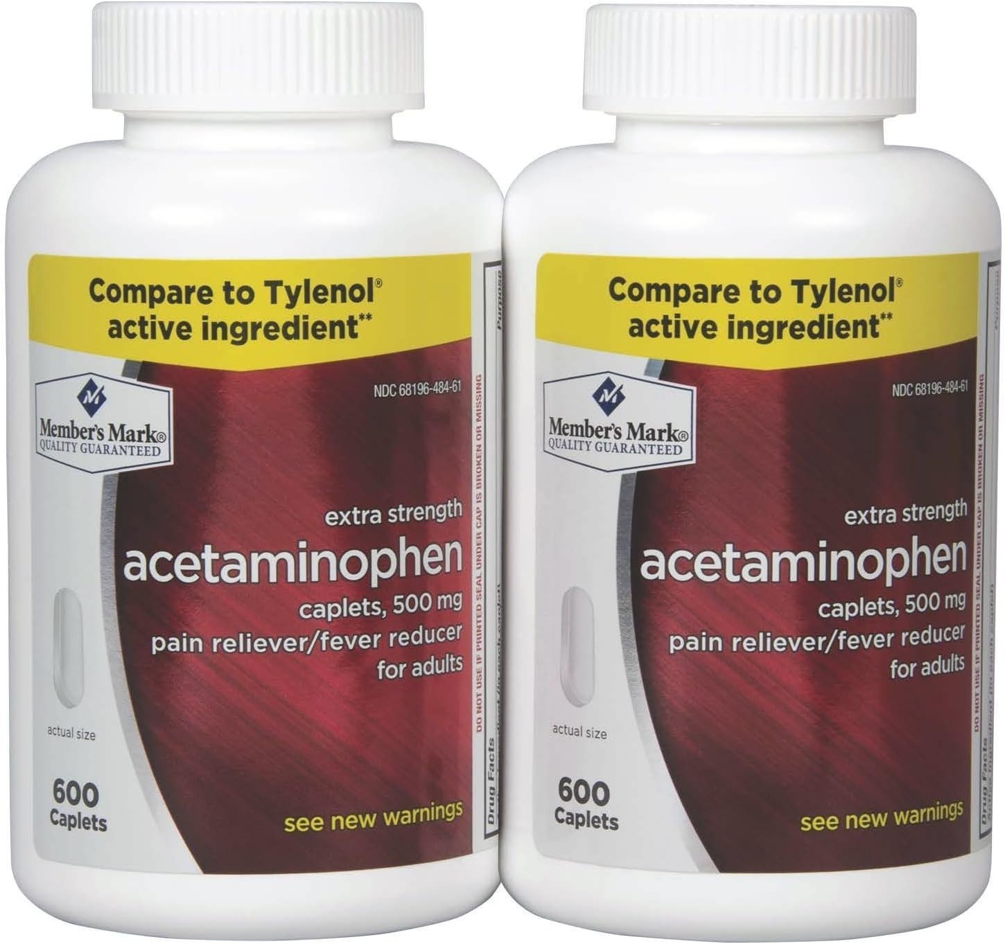 Member’s Mark 500mg Acetaminophen Extra Strength – 1200 Caplets, Pain Relief