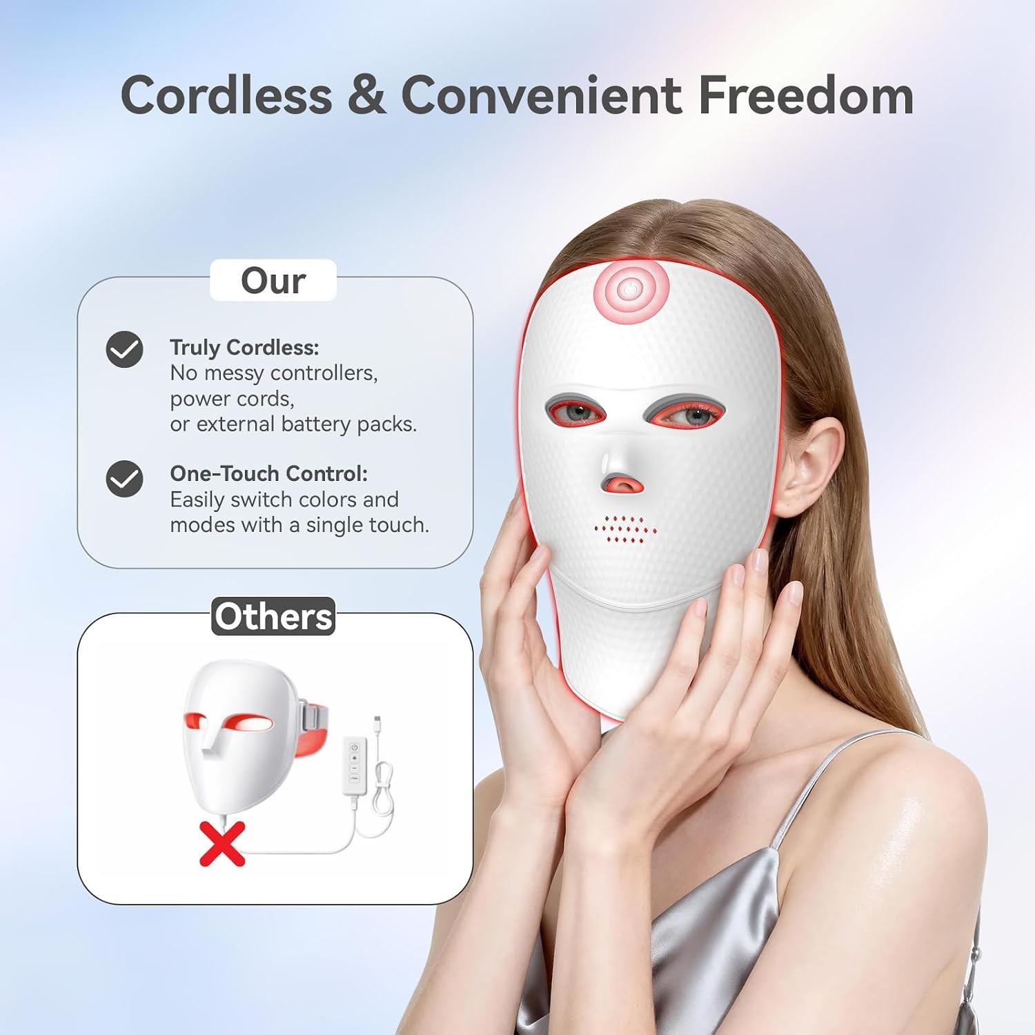 LED Face Mask Light Therapy 7 Color Red Photon Neck Skin Care Device Home Spa