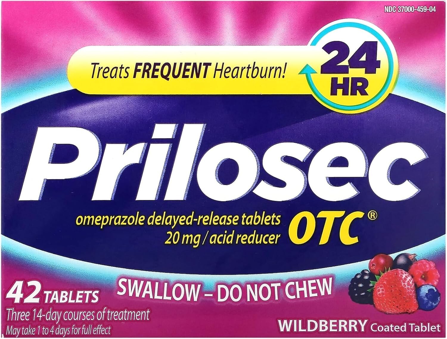 Prilosec OTC Omeprazole 20 mg Acid Reducer Wildberry 42 Ct Exp 06/2026