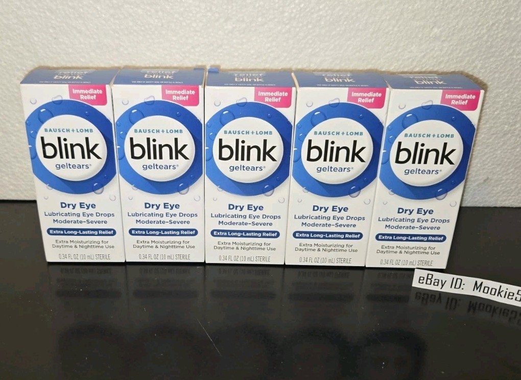 EXP 03/2026+! 5 Box Lot BLINK Gel Tears MODERATE SEVERE Eye Drops 0.34 OZ 10mL