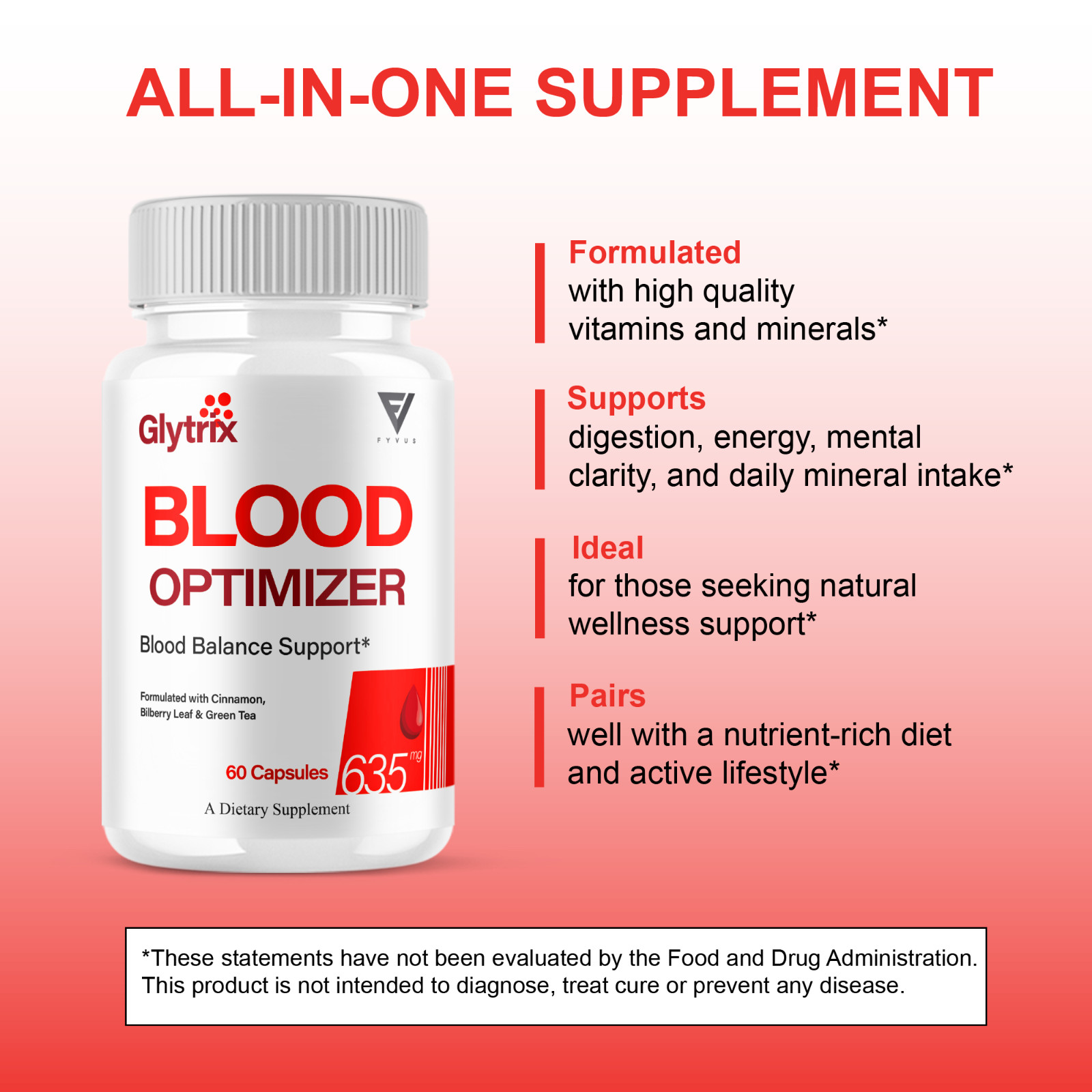 (5 Pack) Glytrix Premium Blood Support, Glytrix Advanced Pills (300 Capsules)