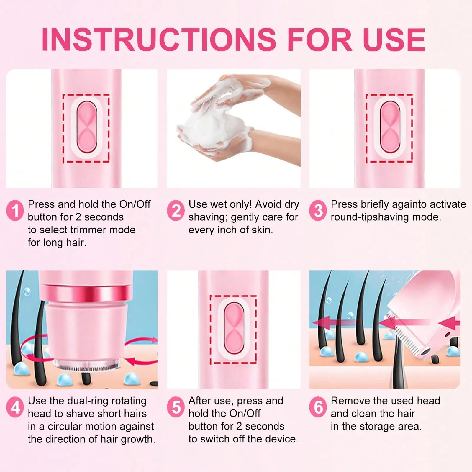 Women’s 2 In 1 Electric Shaver Trimmer Rechargeable Type C Hair Remover