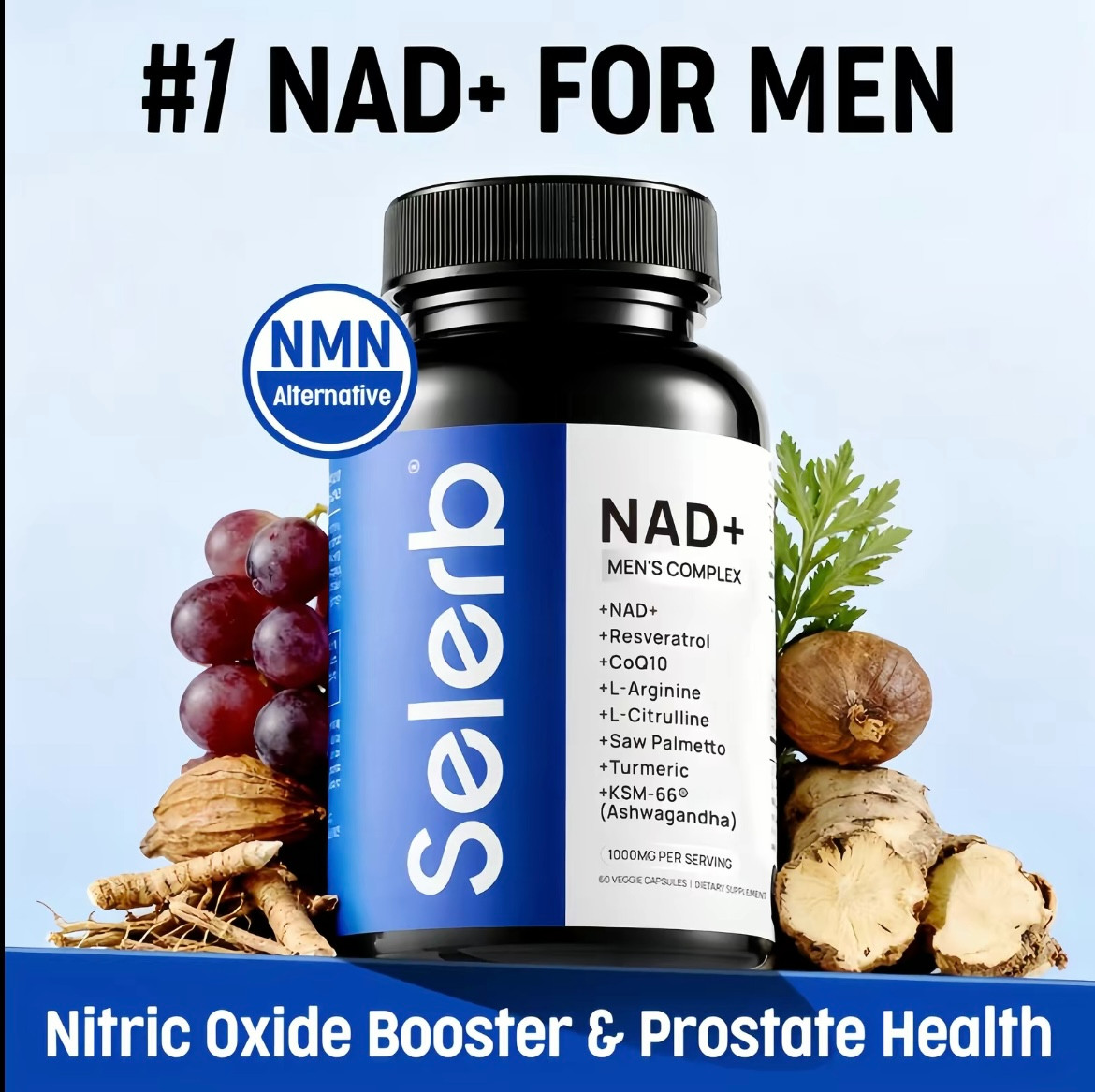 NAD+ Supplement for Men – Prostate & Circulation Support, Natural Dietary Vitami