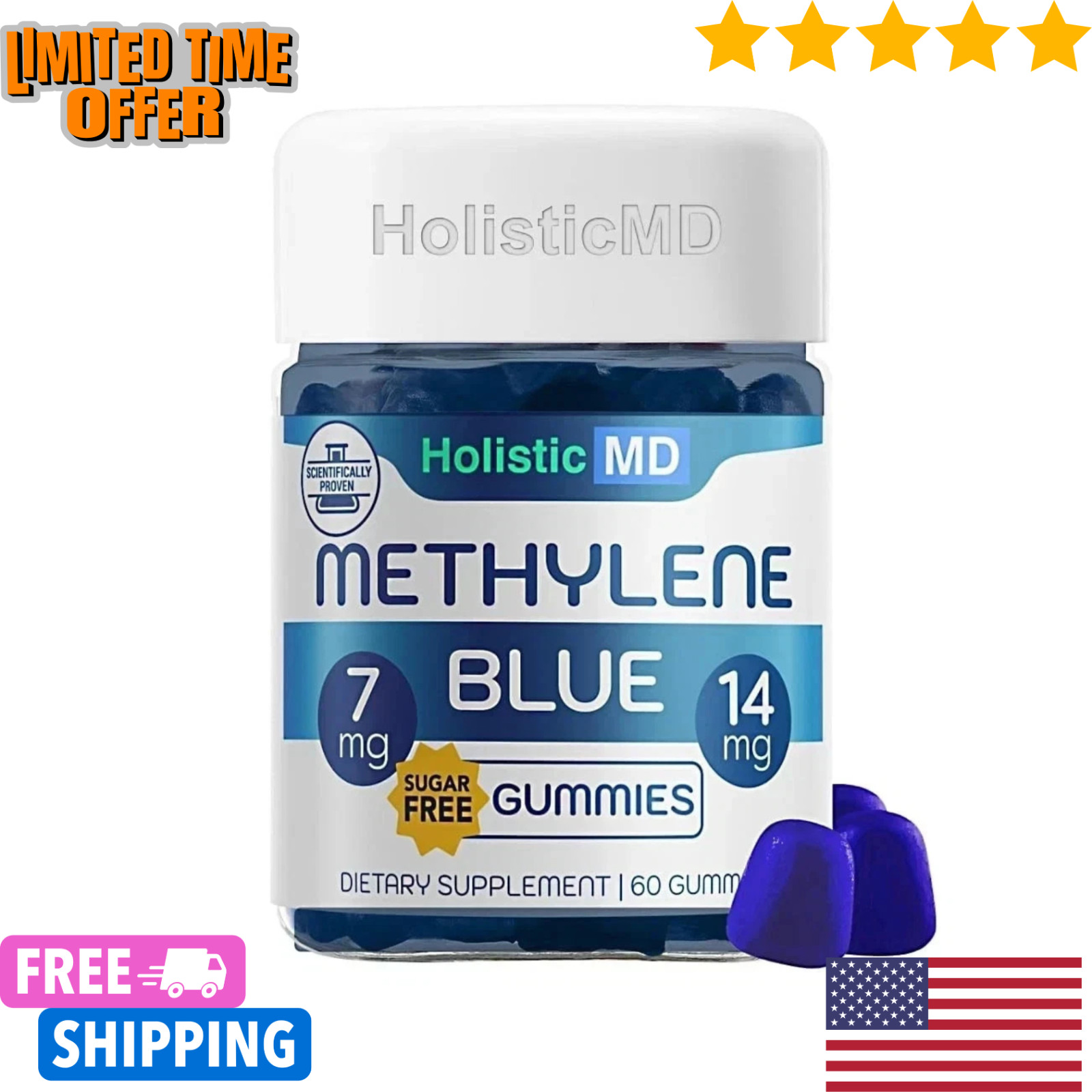MB for Humans USP Pharma Grade 7mg and 14mg Dose, 60 Gummies