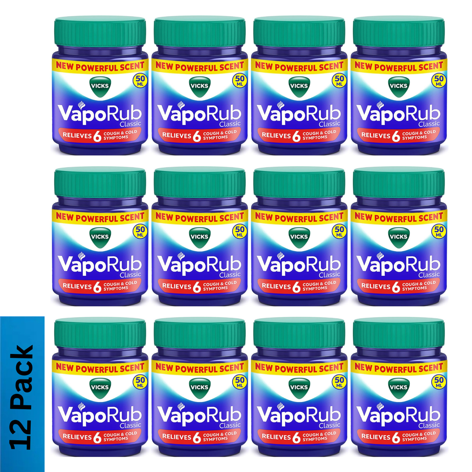 Vicks VapoRub Regular 1.76oz / 50ml Menthol & Eucalyptus Pack of 12