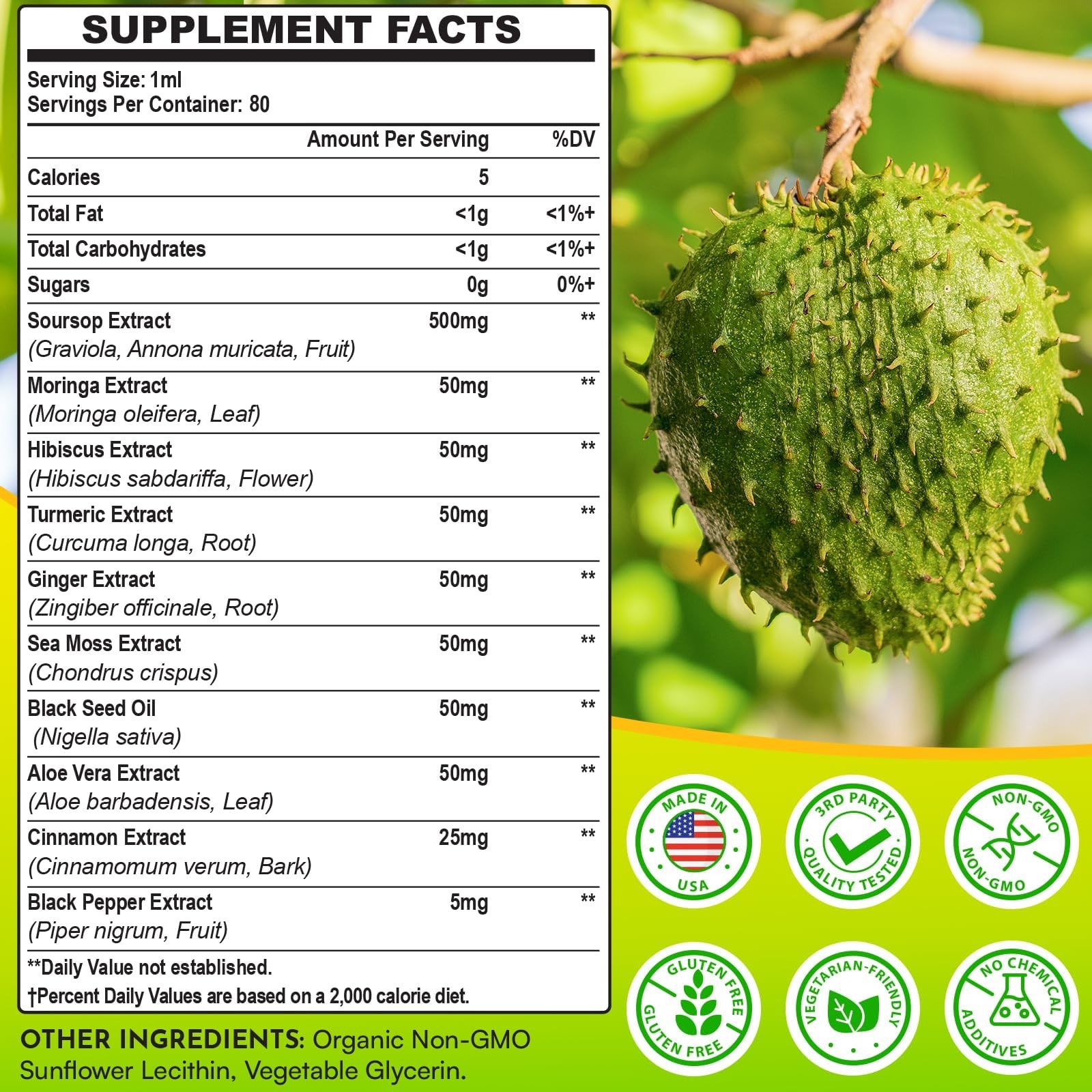 Soursop Bitters Drops 880MG | Multivitamin for Immunity, Liver, Gut & Skin