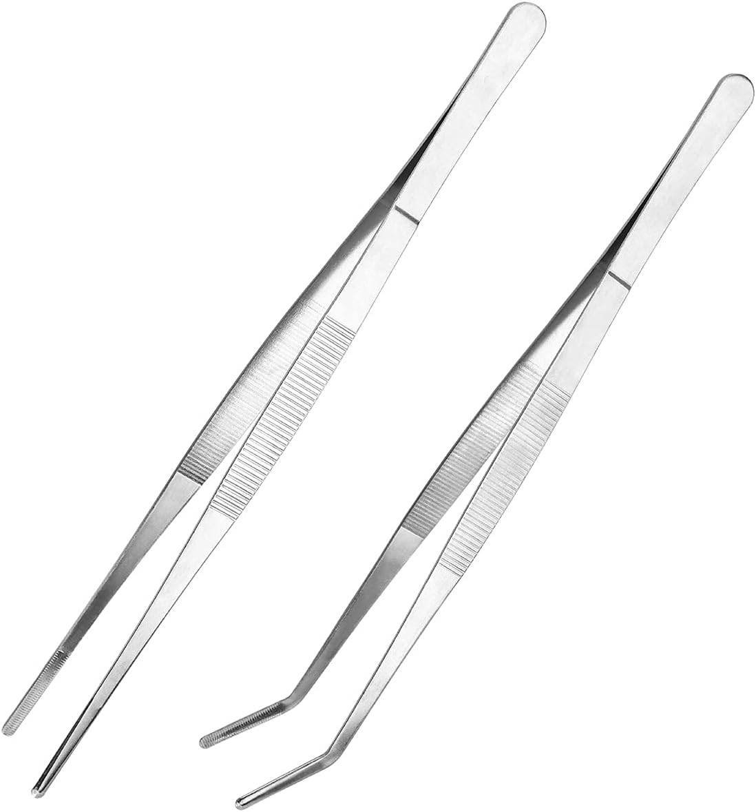 Kitchen Long Tweezers Set, LEEFONE 2 PCS 12 Inch Stainless Steel Food Tweezers w