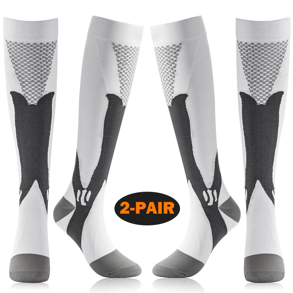 2Pair Medical Sport Compression Socks for Men&Women, 20-30mmhg Run Nurse Socks