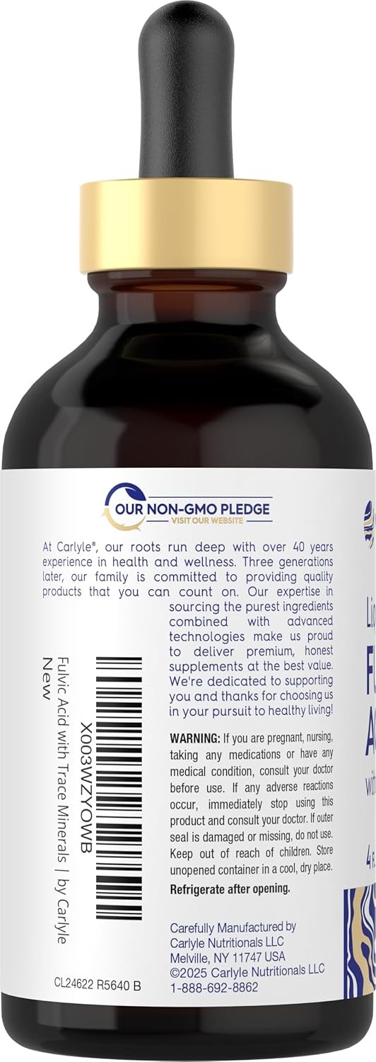 Fulvic Acid Drops 4 fl oz | Liquid Trace Minerals | Vegetarian | by Carlyle