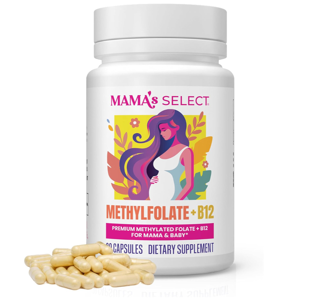 Mama’s Select Methylfolate + B12 for Pregnancy & Breastfeeding 30 Caps EXP 2029