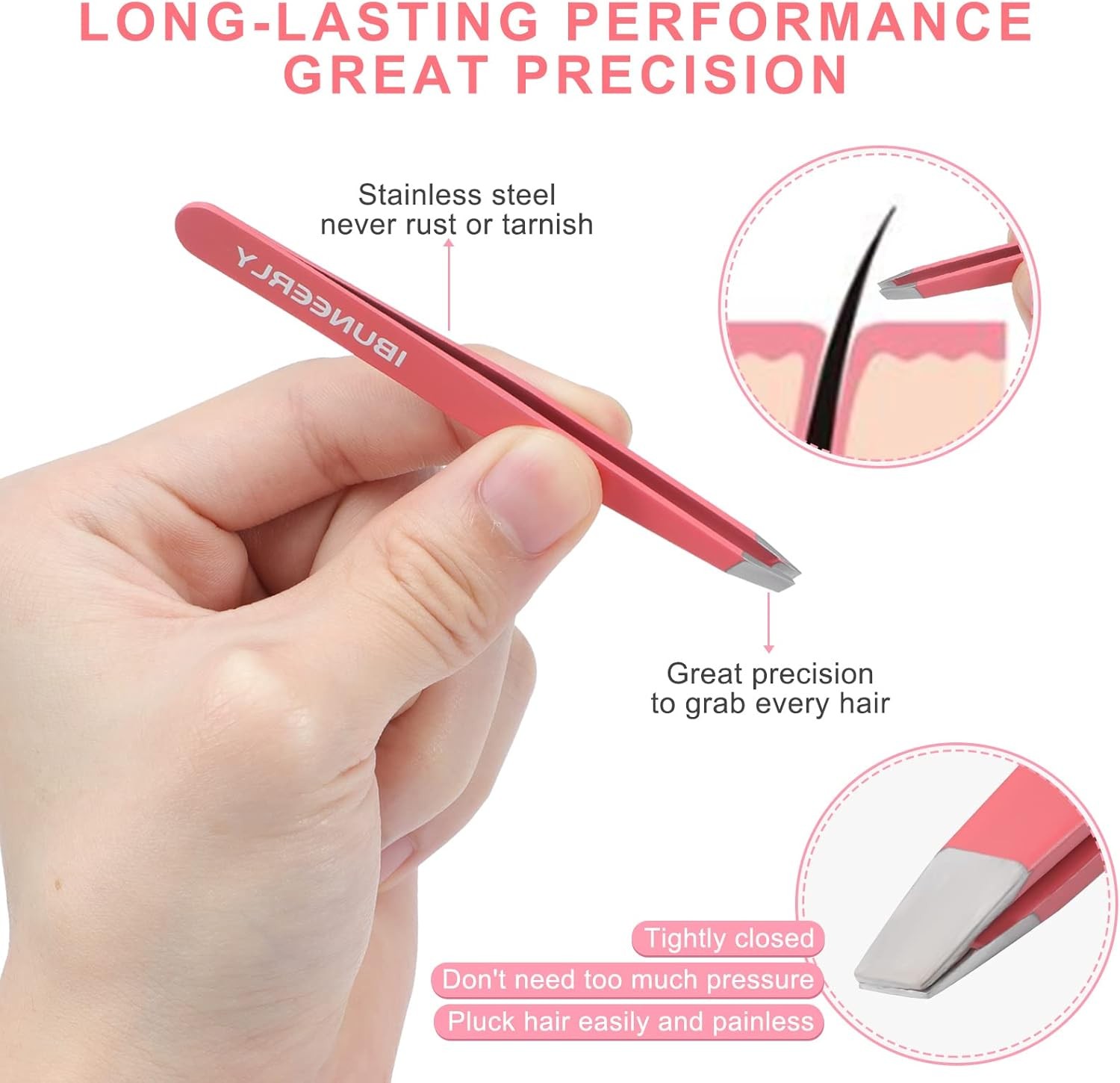 Tweezers Set, 4Pcs Tweezers for Women with Travel Case, Professional Stainless S