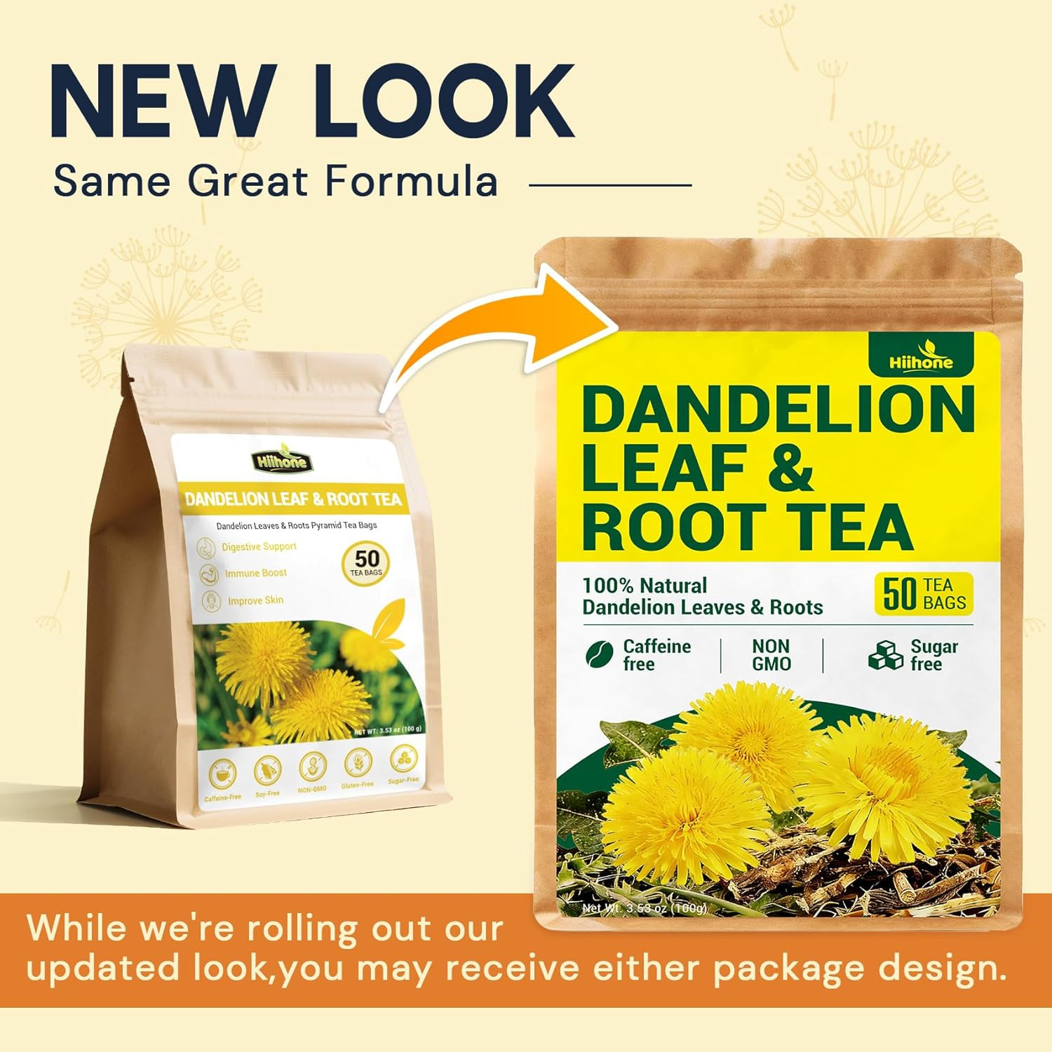 Dandelion Leaf & Root Herbal Tea-Caffeine-Free, 50 Teabags