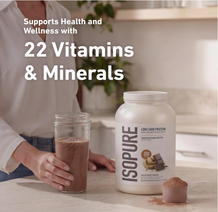 Isopure Low Carb Whey Protein Isolate, Chocolate Peanut Butter, 3lb, 40 Servings