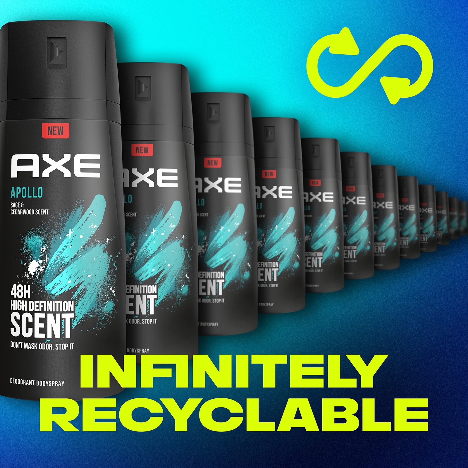 AXE Apollo Body Spray Deodorant for Long-Lasting 4 Ounce (Pack of 4), Black