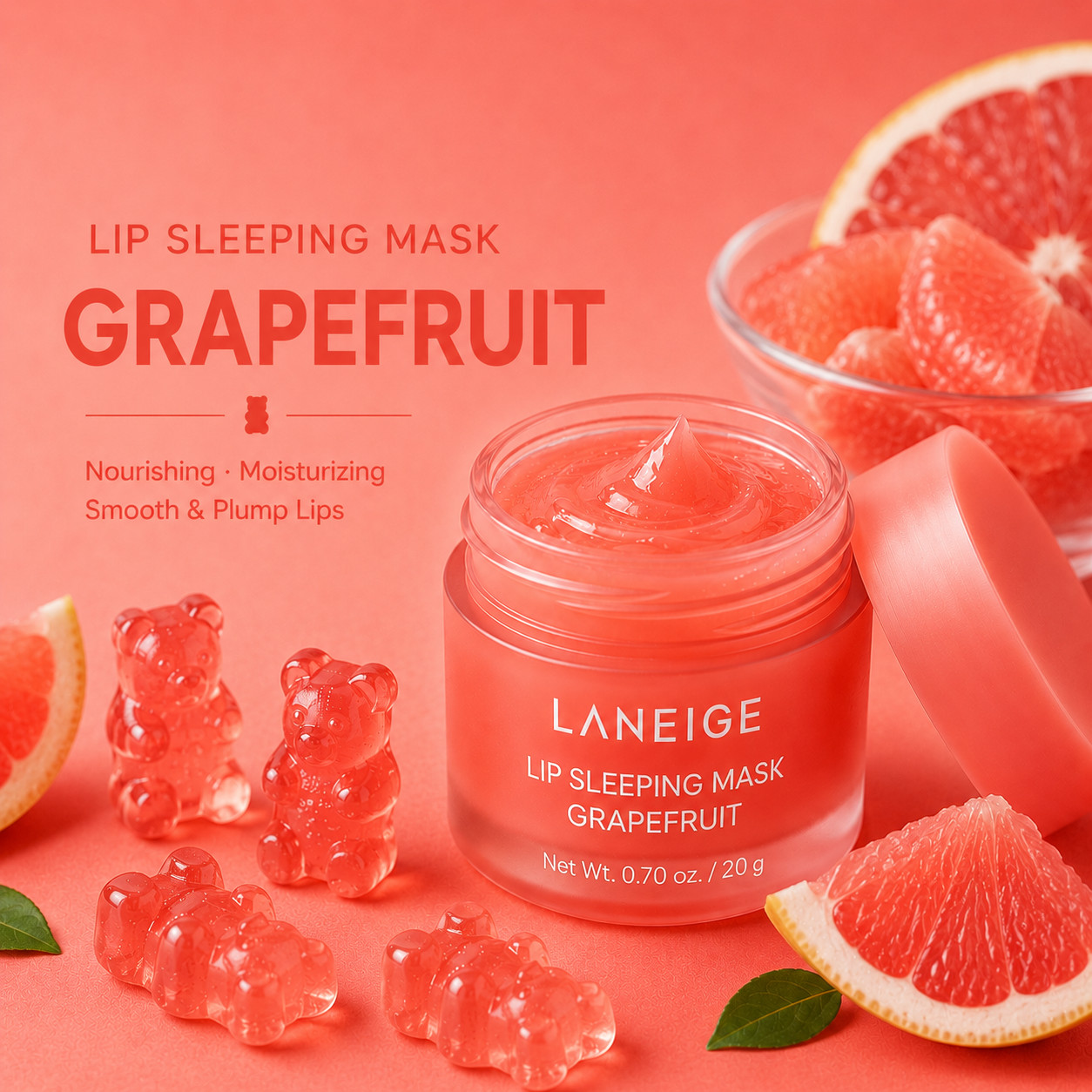 2 packs/ LANEIGE LIP SLEEPING MASK 20g (0.7 oz.) Choose Flavor