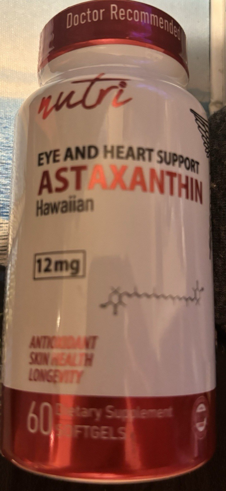 Nutri Astaxanthin Complex Eye & Heart Support 12 mg 60 ct Exp: 01/2028^ CS