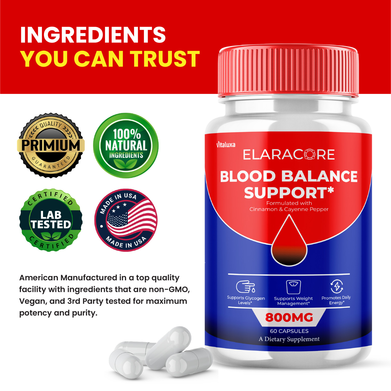 (5 Pack) Elaracore Glycogen Support Pills Formula for Circulation (300 Capsules)