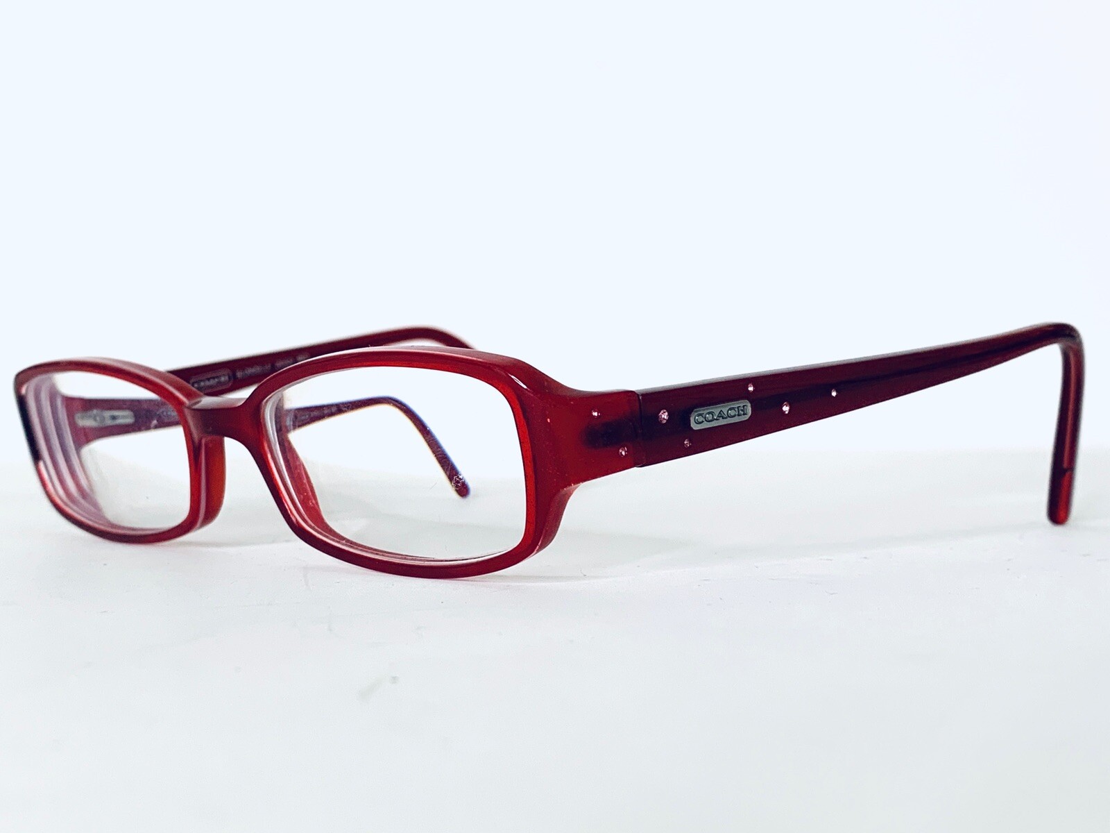 Coach Red Clear Rectangular Glasses W Flex Temple Blondelle 2033 47 16 130