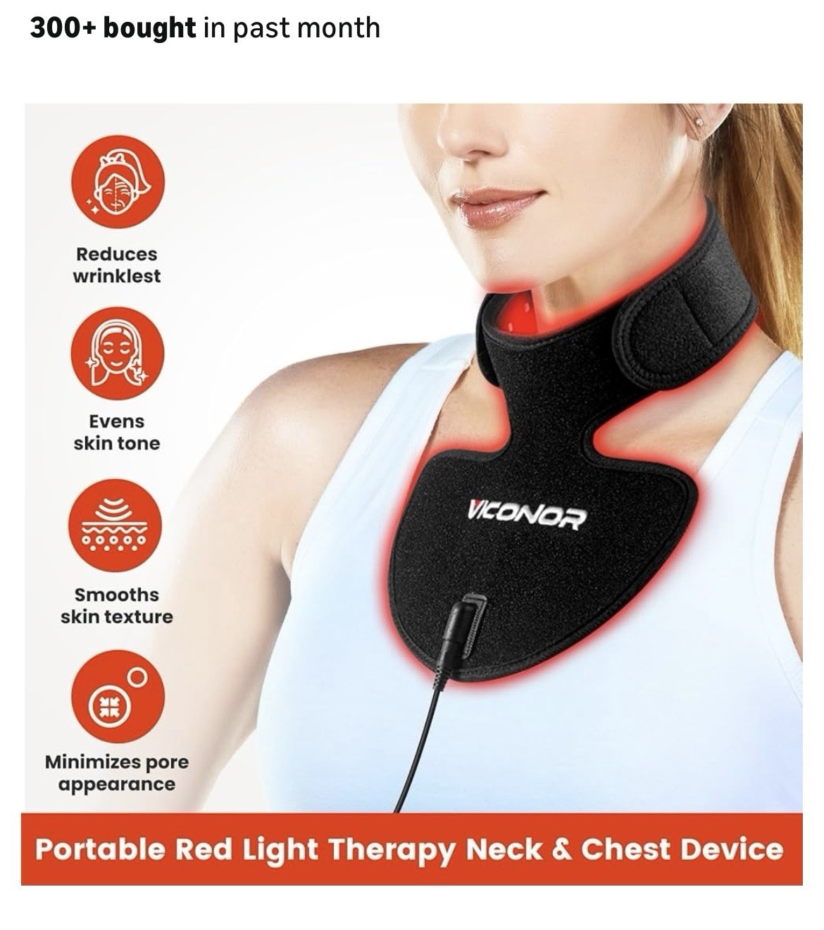 Red Light Therapy Neck Chest FDA Cleared & Approved Infrared 660 850 nm 5 mode