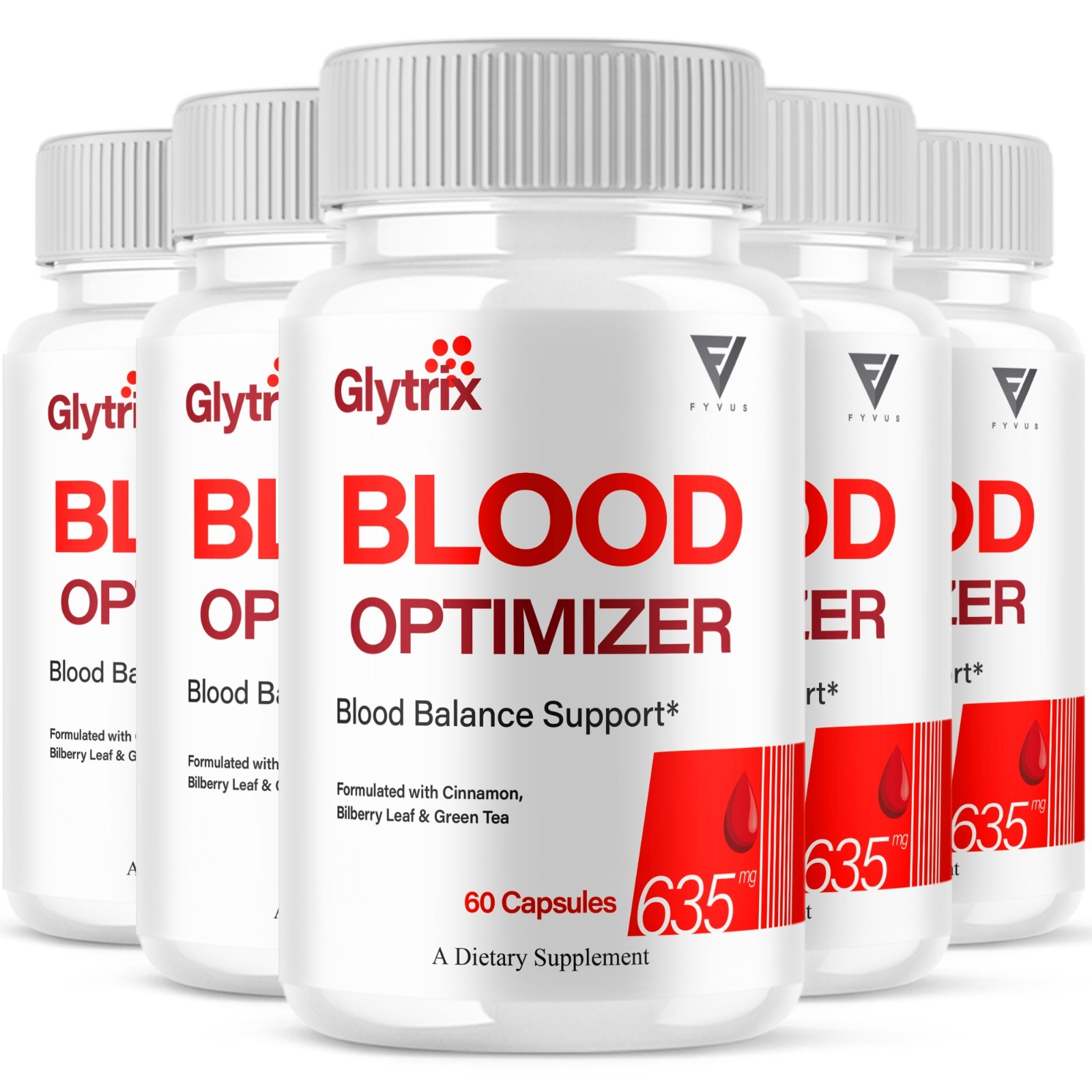 (5 Pack) Glytrix Premium Blood Support, Glytrix Advanced Pills (300 Capsules)