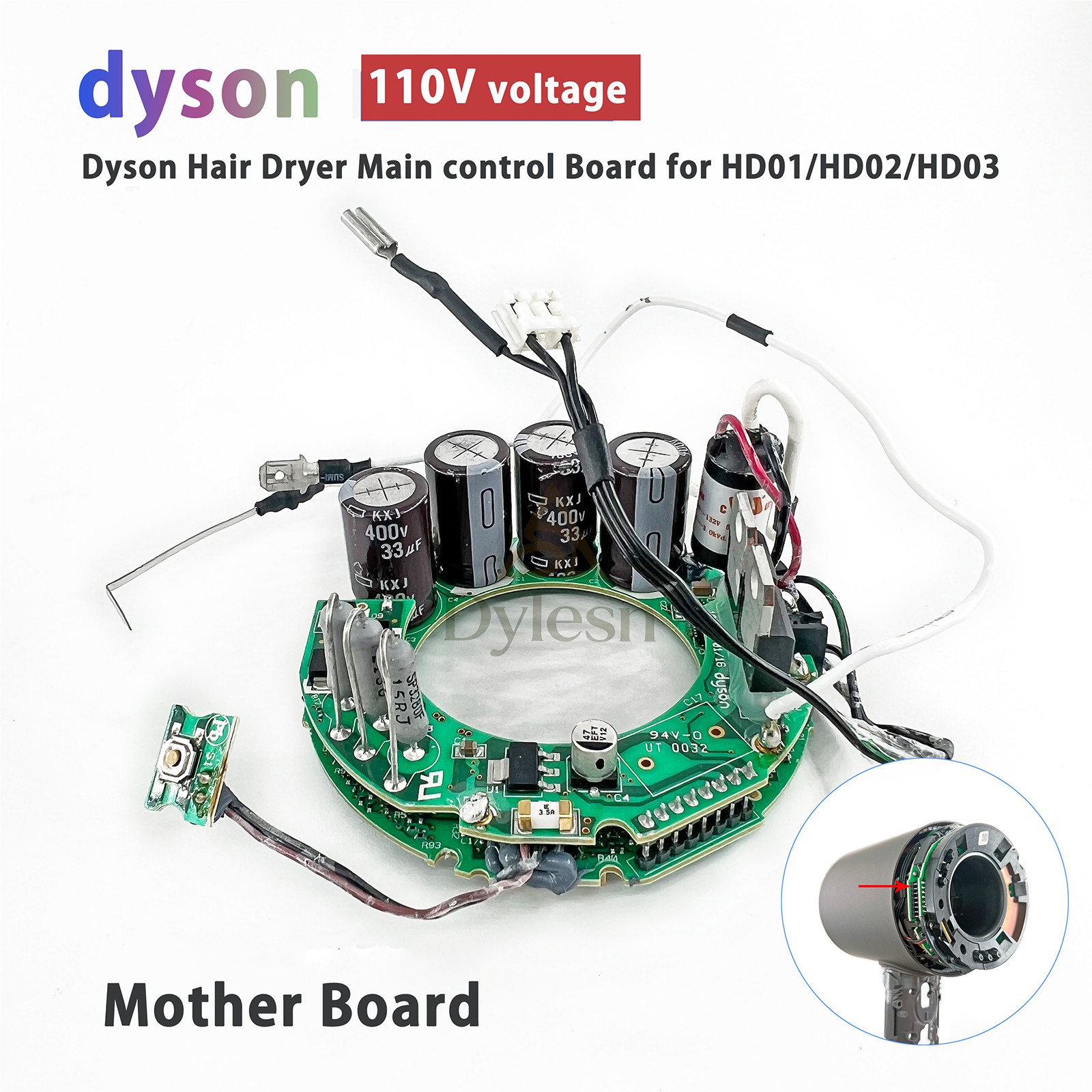 Replacement 120V Main board for Dyson Hair Dryer HD07 Motherboard Replacement V9